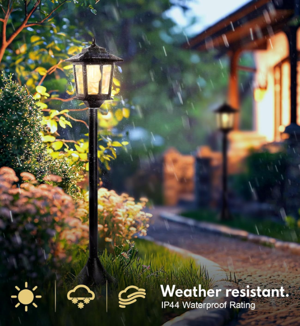 63" Solar Lamp Post Light 2Pack, Outdoor Post Lights Waterproof, Pole Lights Outdoor, Decorative Floor Lamp for Patio, Warm White, Replaceable Bulb