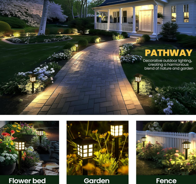 Solar Outdoor Lights,12 Pack LED Solar Lights Outdoor Waterproof, Solar Walkway Lights Maintain 10 Hours of Lighting for Your Garden, Landscape, Path, Yard, Patio, Driveway