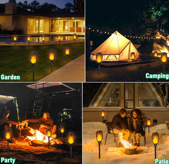 Solar Lights Outdoor, Solar Torch Light with Flickering Flame for Garden Decor, Solar Garden Lights, Waterproof Solar Powered Outdoor Lights, Flame Torches for Outside Patio Pathway Yard Decorations