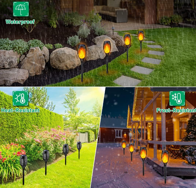 Solar Lights Outdoor, Solar Torch Light with Flickering Flame for Garden Decor, Solar Garden Lights, Waterproof Solar Powered Outdoor Lights, Flame Torches for Outside Patio Pathway Yard Decorations
