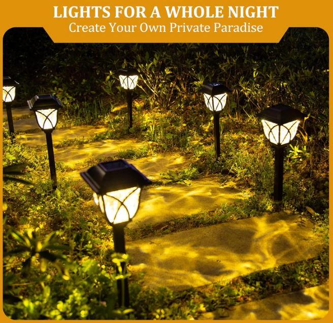 Solar Lights Outdoor Waterproof, 6 Pack LED Solar Garden Lights, Solar Lights for Outside, Garden Decor for Yard, Patio, Landscape, Planter, Walkway (Warm White)