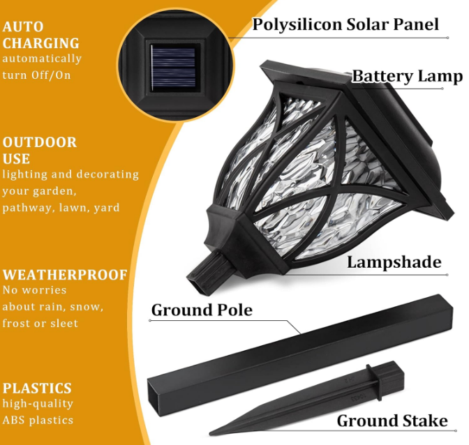 Solar Lights Outdoor Waterproof, 6 Pack LED Solar Garden Lights, Solar Lights for Outside, Garden Decor for Yard, Patio, Landscape, Planter, Walkway (Warm White)