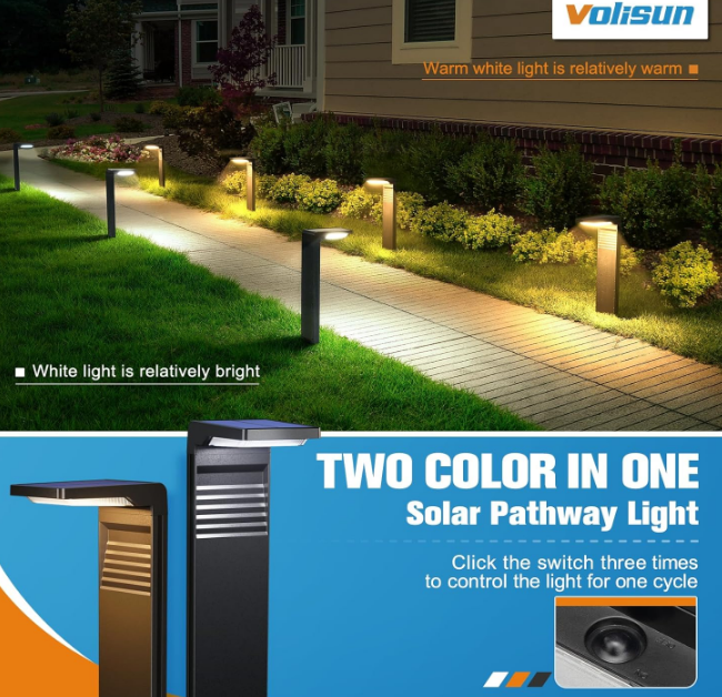 Solar Pathway Lights Outdoor 6pack, Super Bright Outdoor Solar Lights with Warm White and Cool White Light, Waterproof Solar Garden Lights Outdoor for Walkway Driveway Lawn Patio Sidewalk