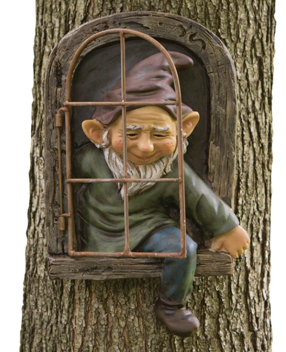 12-inch Elf Out The Door Tree Hugger - Yard Decorations - Whimsical Tree Sculpture - Garden Decoration - Garden Peeker Yard Art