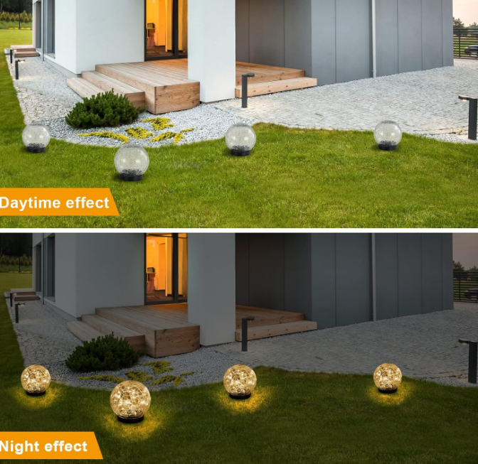 Decor Solar Lights Garden Lights Solar Globe Lights Solar Balls for Garden Pathway Lights Solar Garden Decor 3 Pack for Decorations Lawn (Medium 3 Pack, Warm White-3)