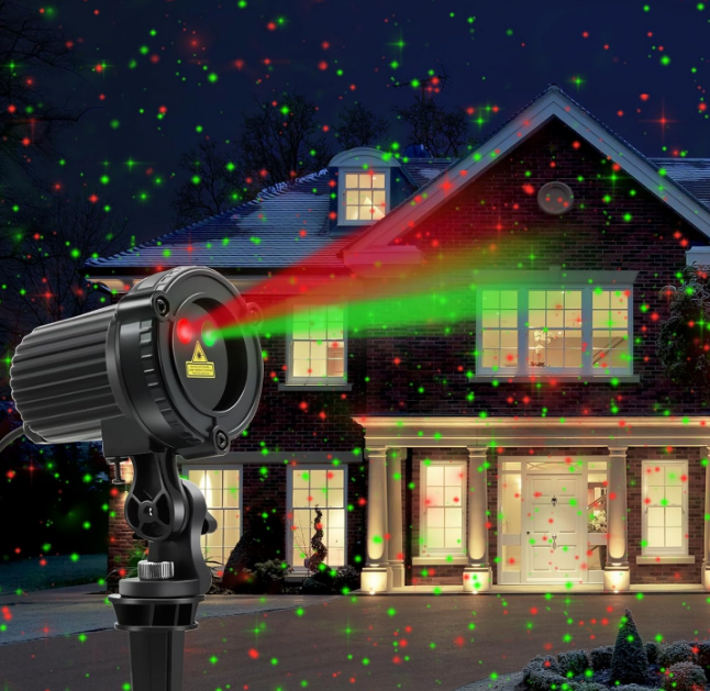 Laser Lights Outdoor,Red and Green Moving Outdoor Laser Light, Waterproof Garden House Decoration Laser Christmas Lights