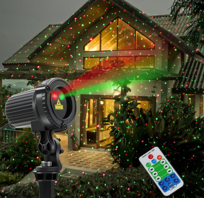 Laser Lights Outdoor,Red and Green Moving Outdoor Laser Light, Waterproof Garden House Decoration Laser Christmas Lights