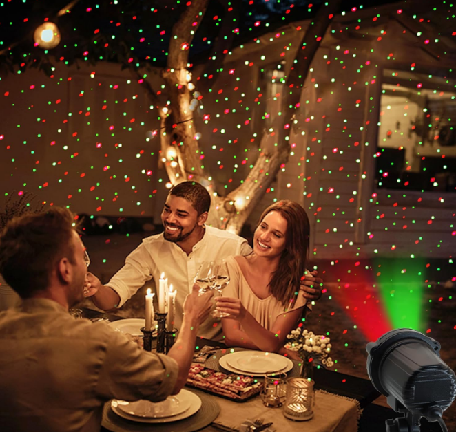 Laser Lights Outdoor,Red and Green Moving Outdoor Laser Light, Waterproof Garden House Decoration Laser Christmas Lights