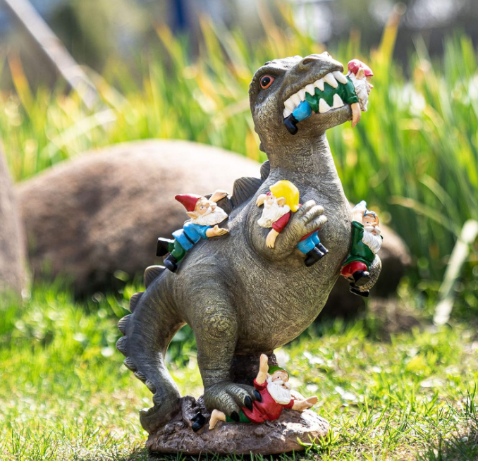 Garden Gnomes Statues Yard Decorations Outdoor Garden Decor, 14” Dinosaur Gnomes Garden Statues, Patio, Lawn Ornament, Gardening Gifts for Women for Housewarming