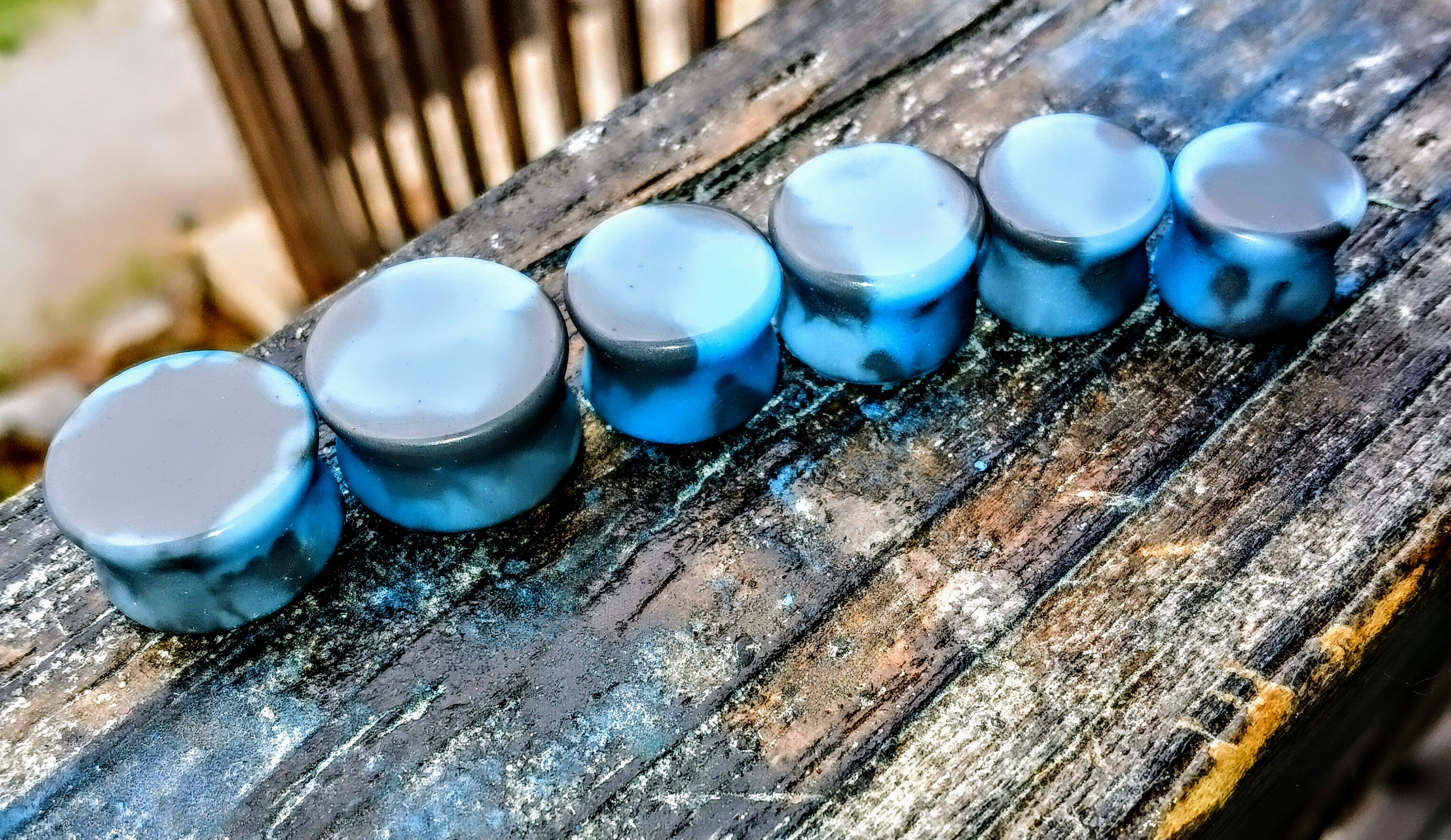 Handmade Epoxy Resin Ear Gauges/Plugs/Tunnels (Light Blue/Grey)