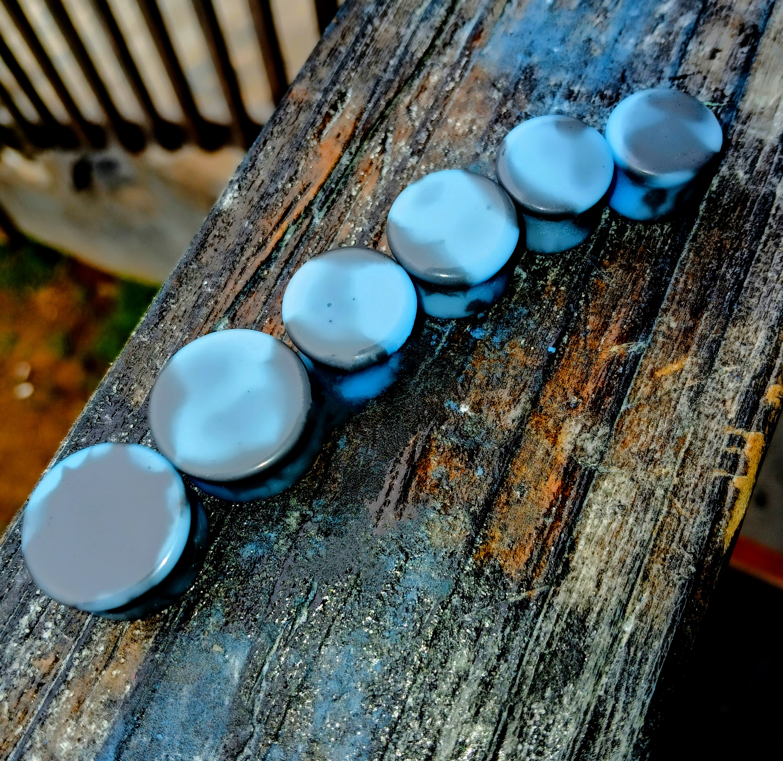 Handmade Epoxy Resin Ear Gauges/Plugs/Tunnels (Light Blue/Grey)