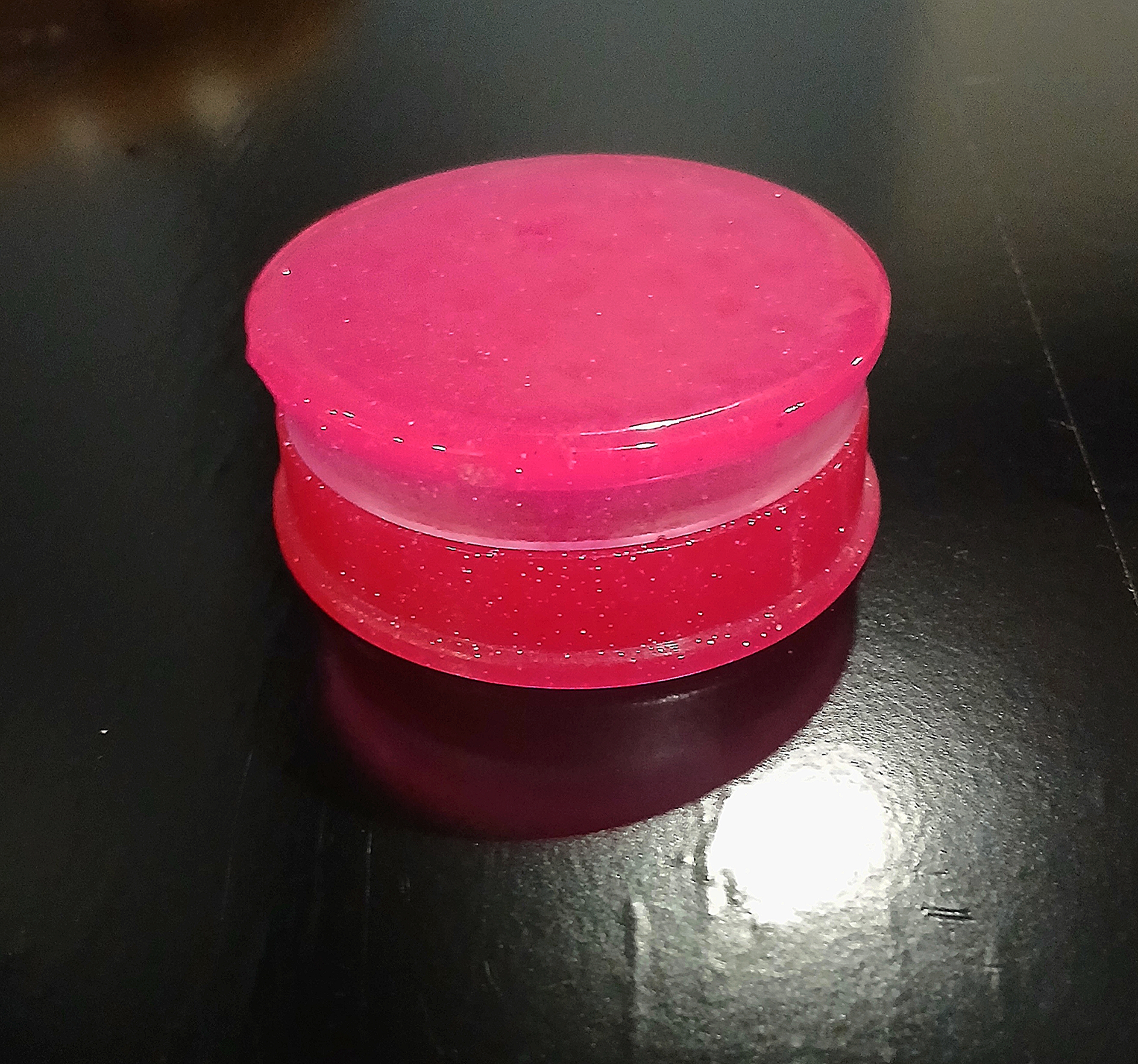 Handmade Epoxy Resin Herb Grinder, Pink and Glitter Color Scheme. Glow in the Dark. One of a Kind Item