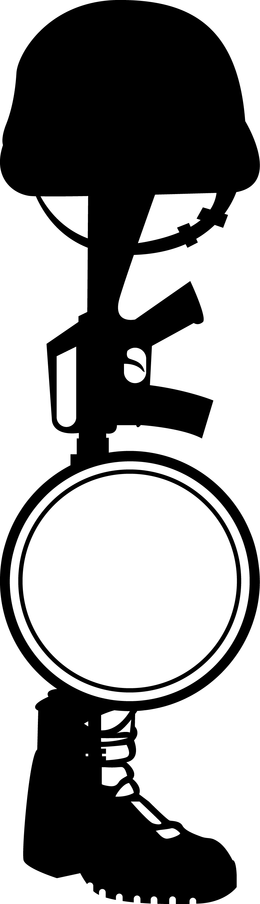 Boot with rifle and military helmet monogram