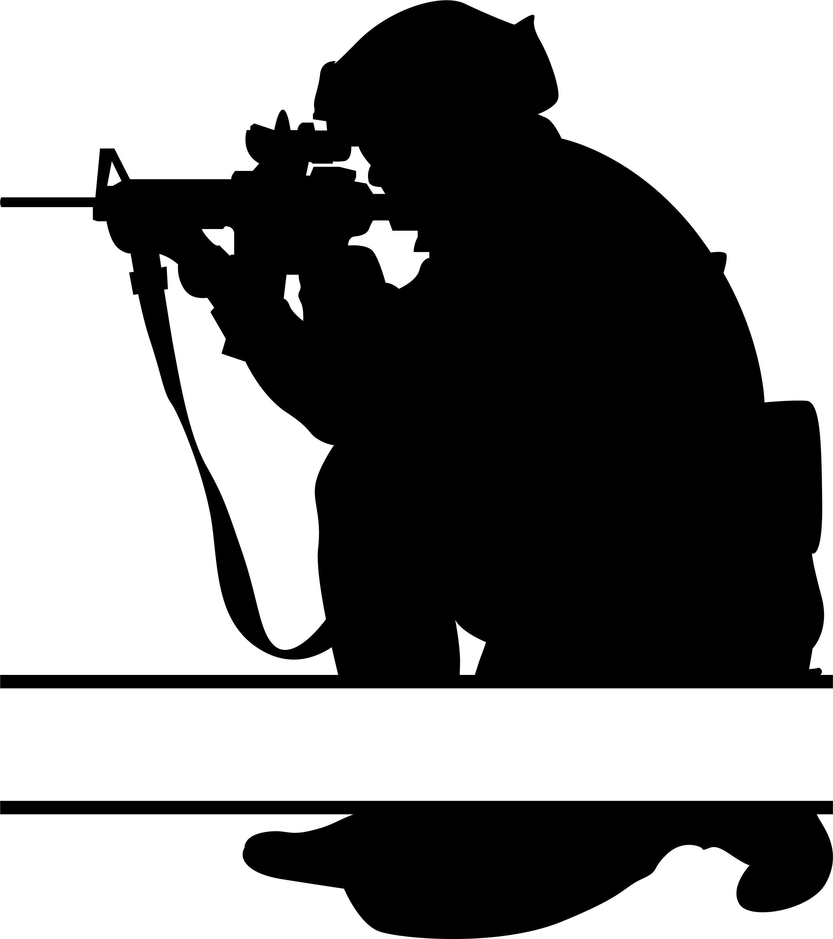 American soldier kneeling while aiming his weapon custom text premium vinyl decal