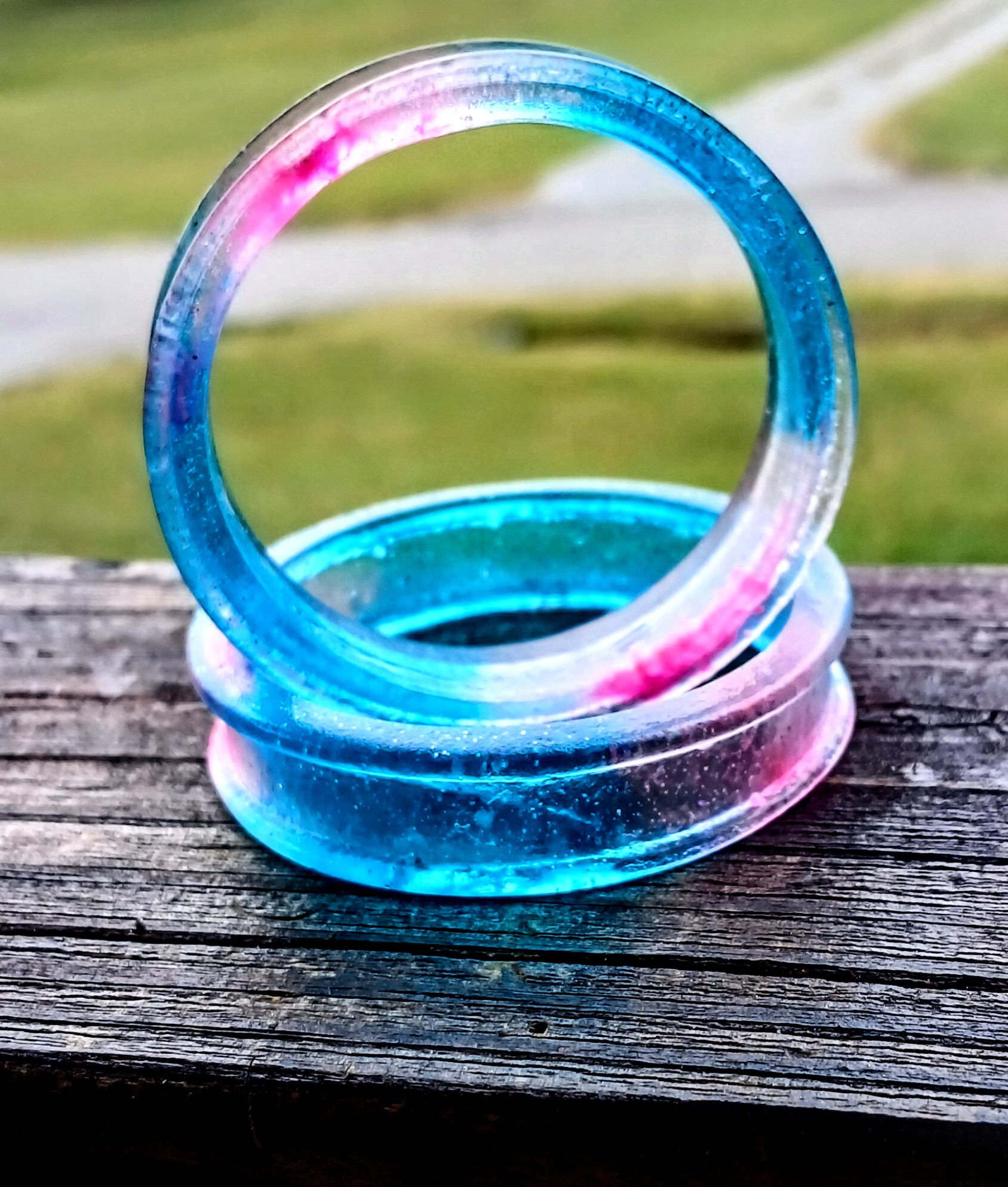 2 inch (51mm) Ear Tunnels. Light Blue and Pink