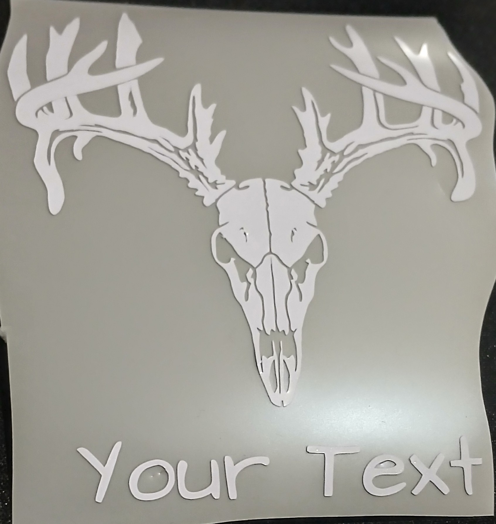 Custom Lettering Deer Skull Premium Vinyl Decal