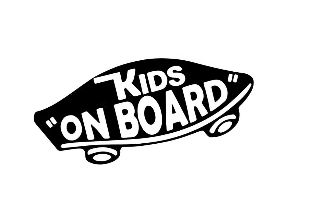 Kids on Board Premium Vinyl Decal for Vehicle Windows Mock of Vans Logo