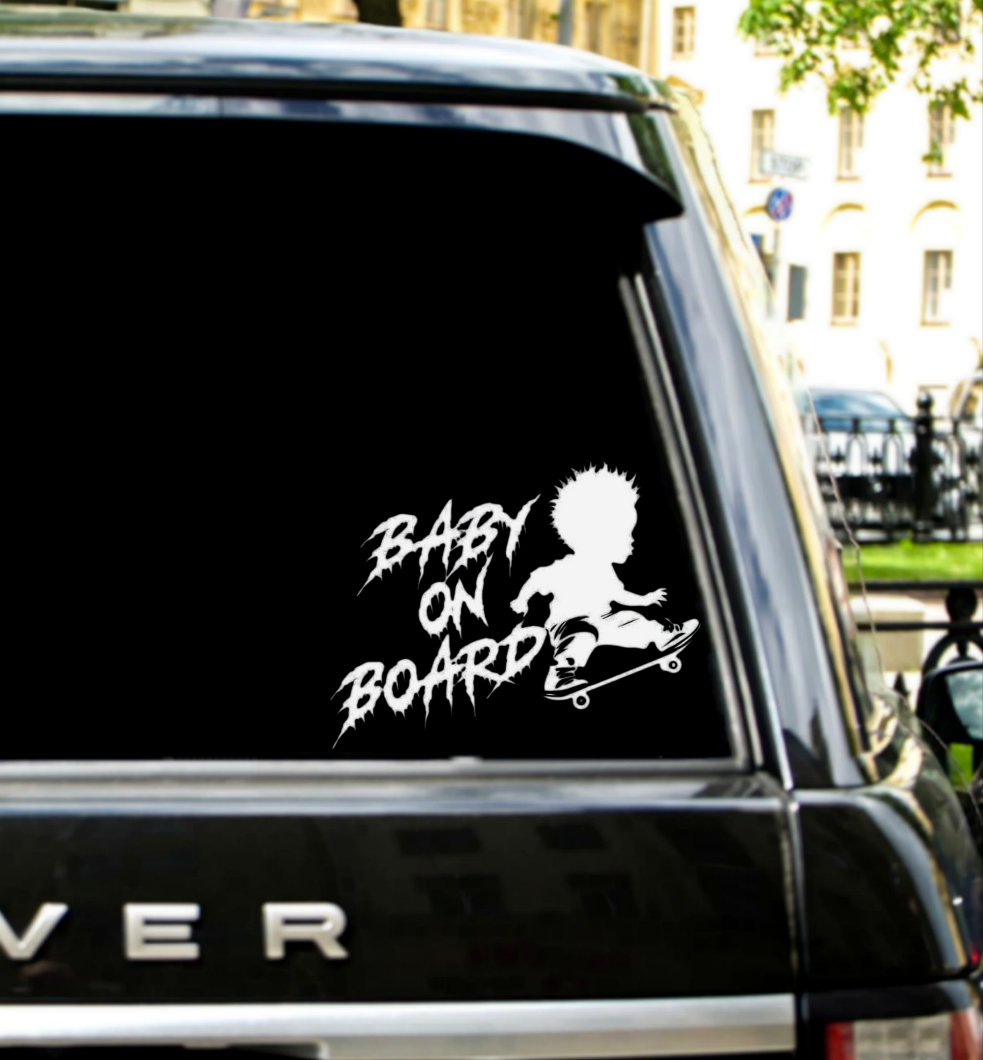 Baby On Board Skateboard Riding Premium Vinyl Decal