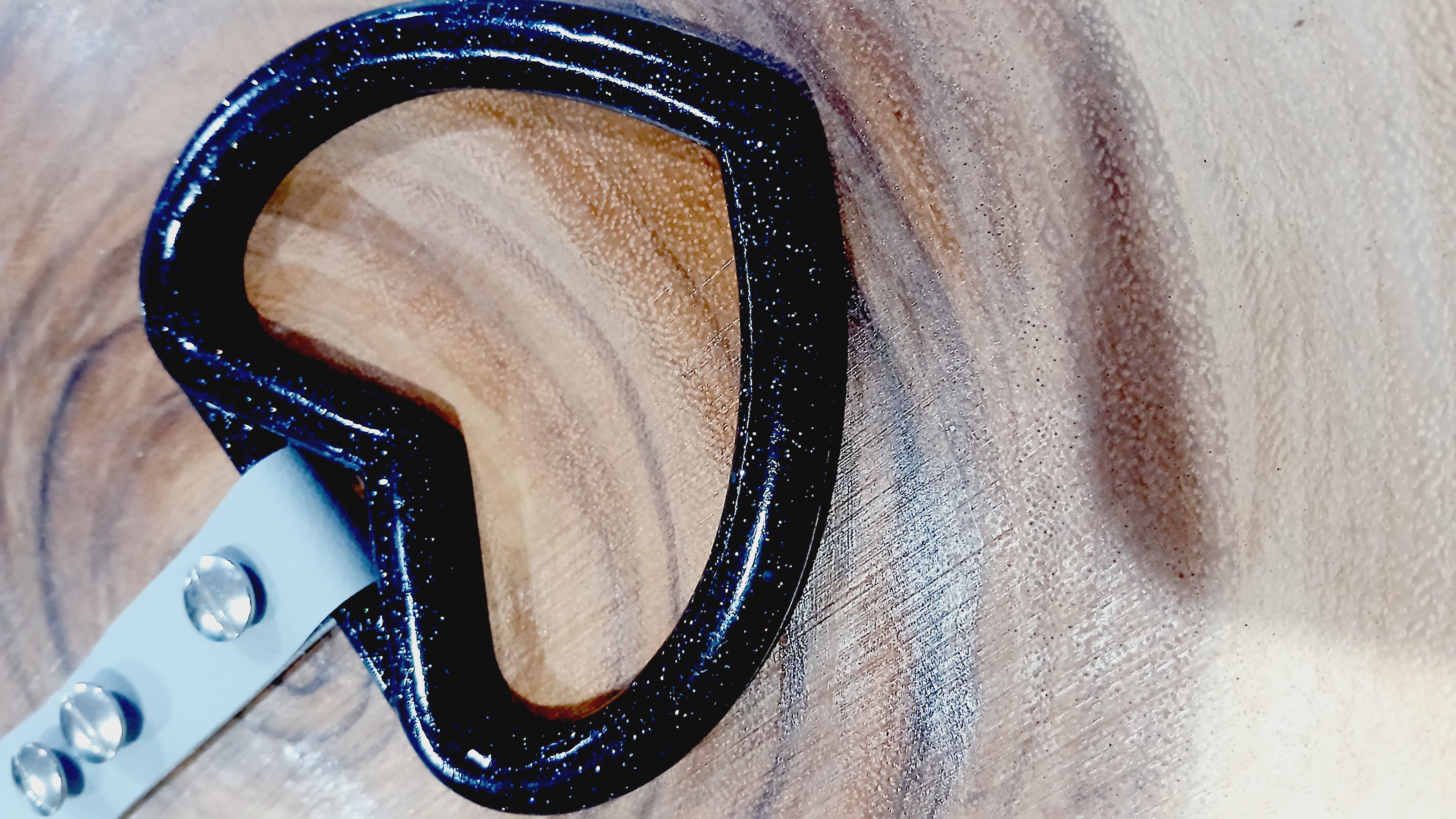 Handmade Epoxy Resin Tsurikawa. Black Alcohol Ink with Holographic Glitter 