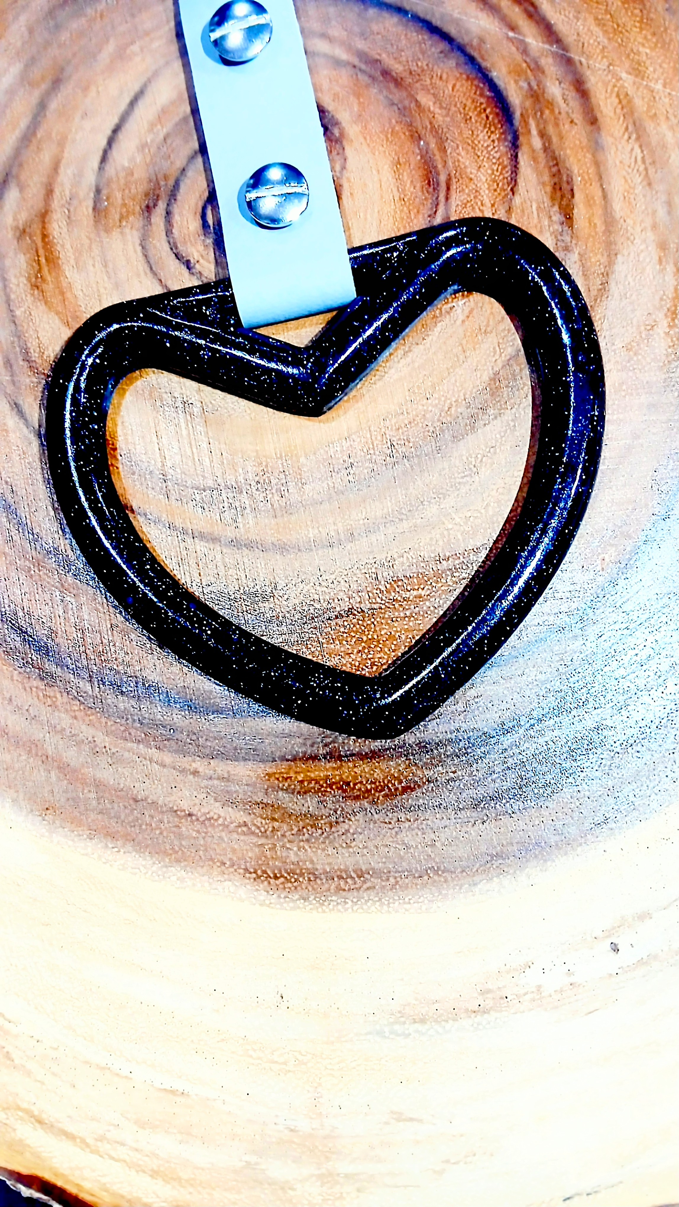 Handmade Epoxy Resin Tsurikawa. Black Alcohol Ink with Holographic Glitter 