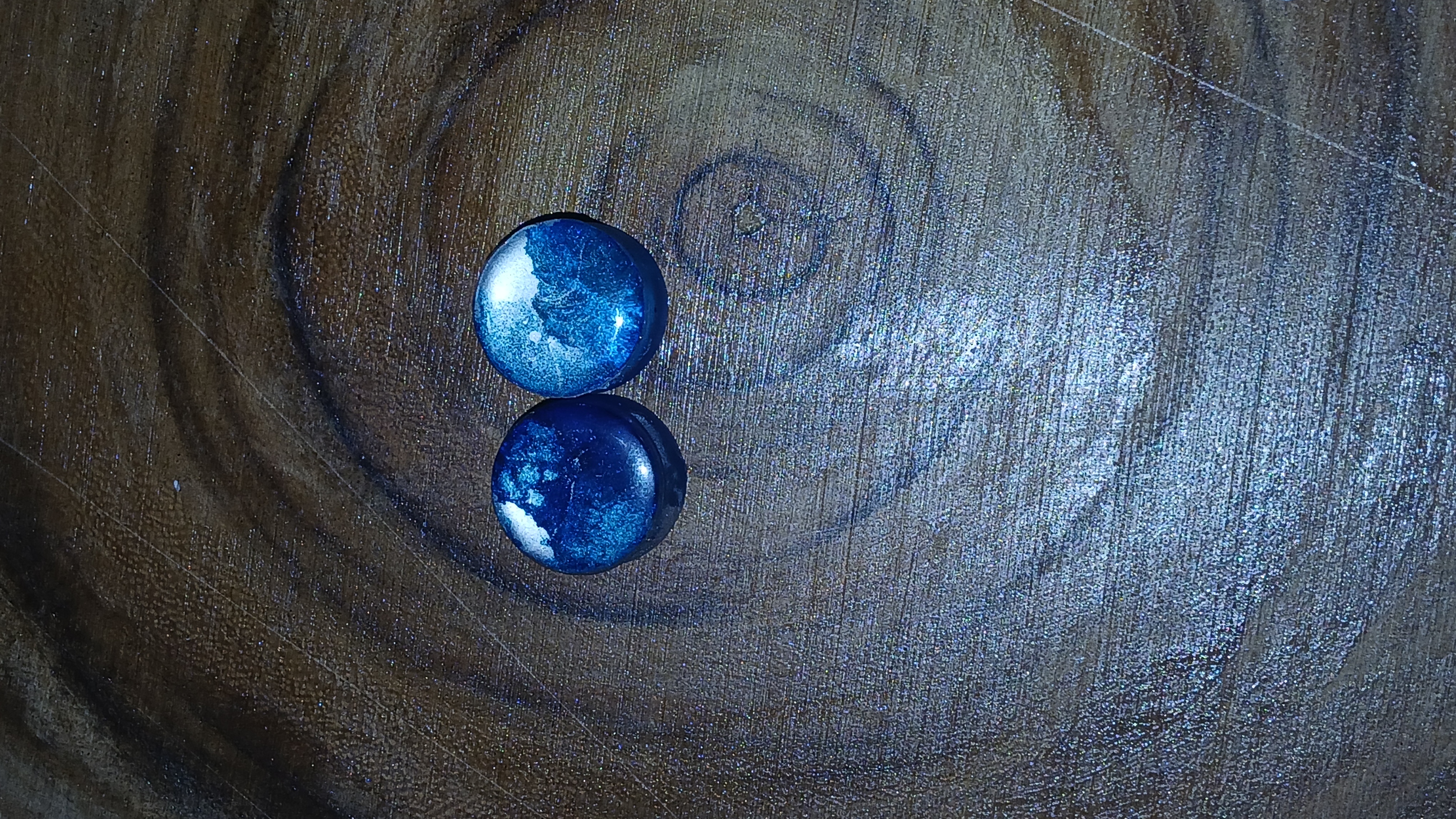 Epoxy Resin Ear Plugs Sizes 12mm-18mm shimmering blue and metallic silver two toned ear gauges/plugs