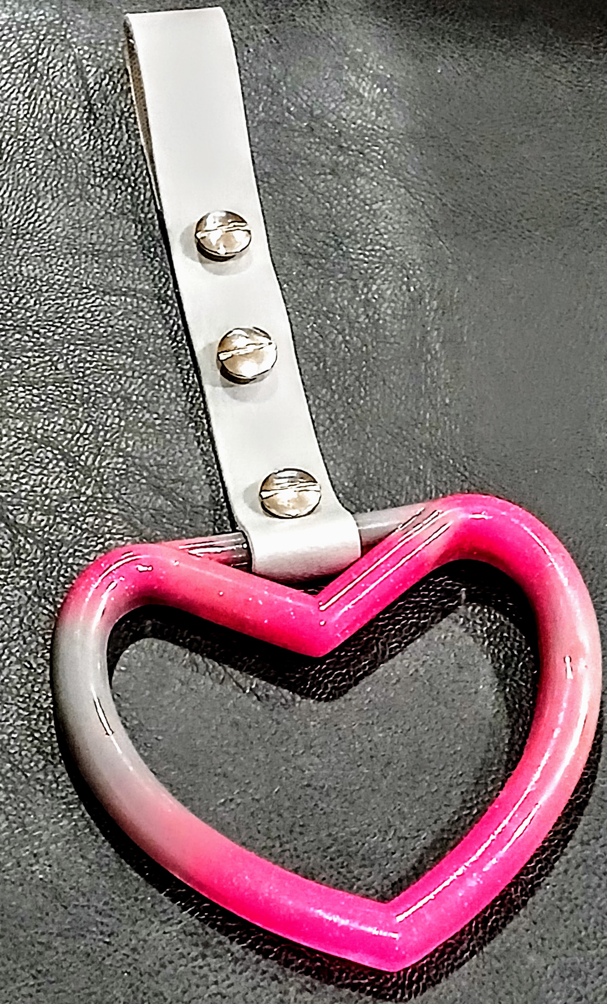 Pink and Silver Tsurikawa (Subway) Handle with Faux Leather strap