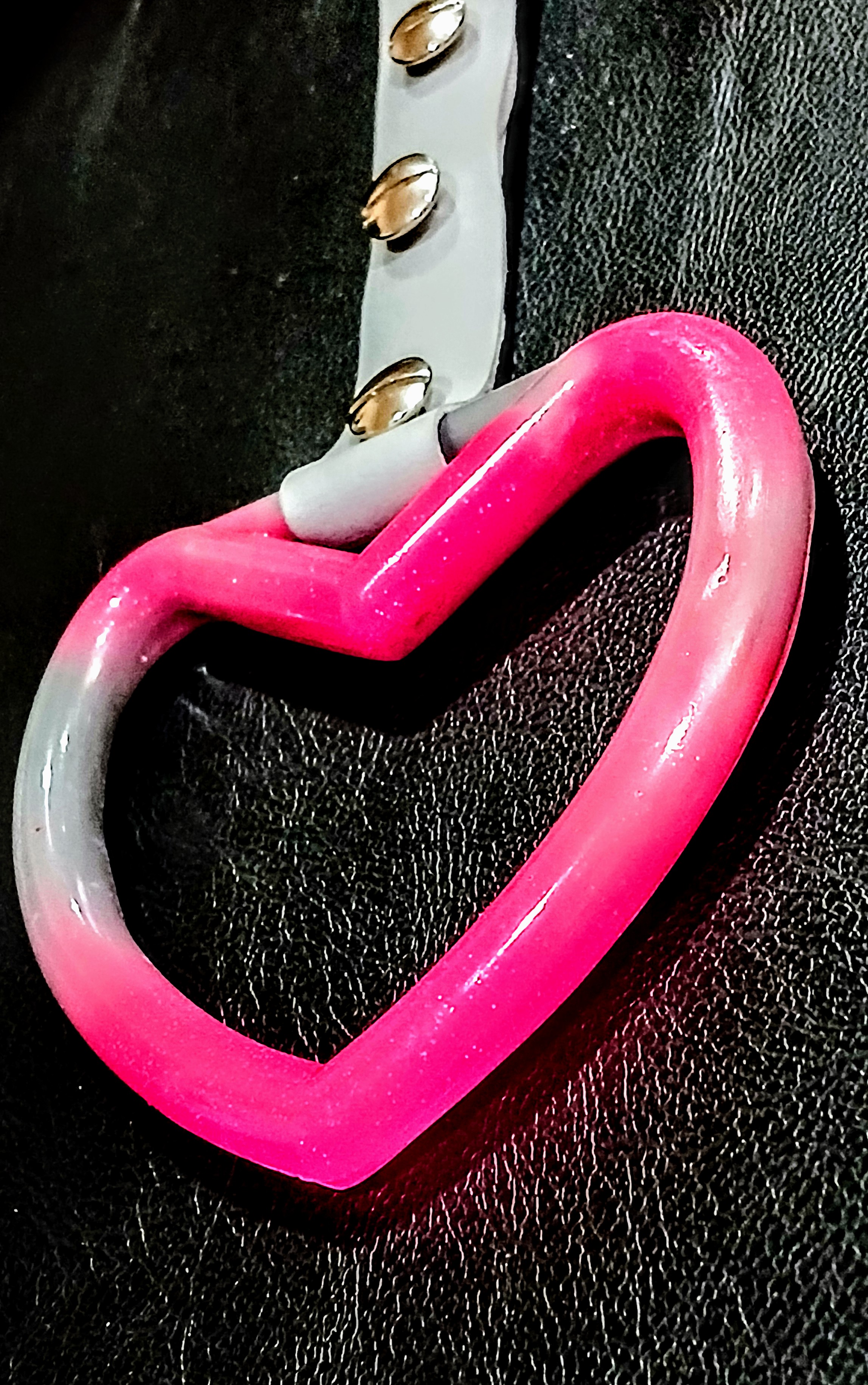 Pink and Silver Tsurikawa (Subway) Handle with Faux Leather strap