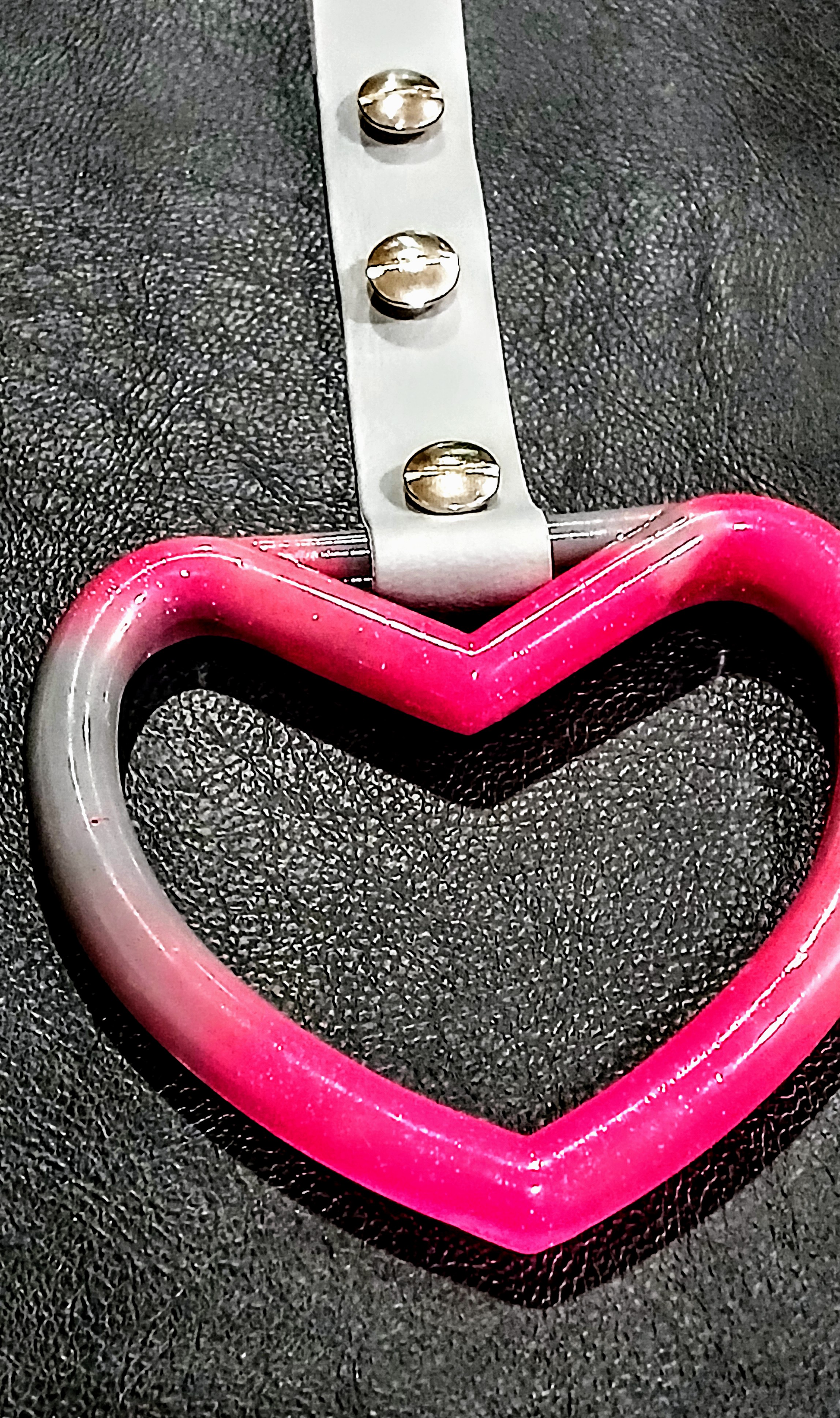 Pink and Silver Tsurikawa (Subway) Handle with Faux Leather strap