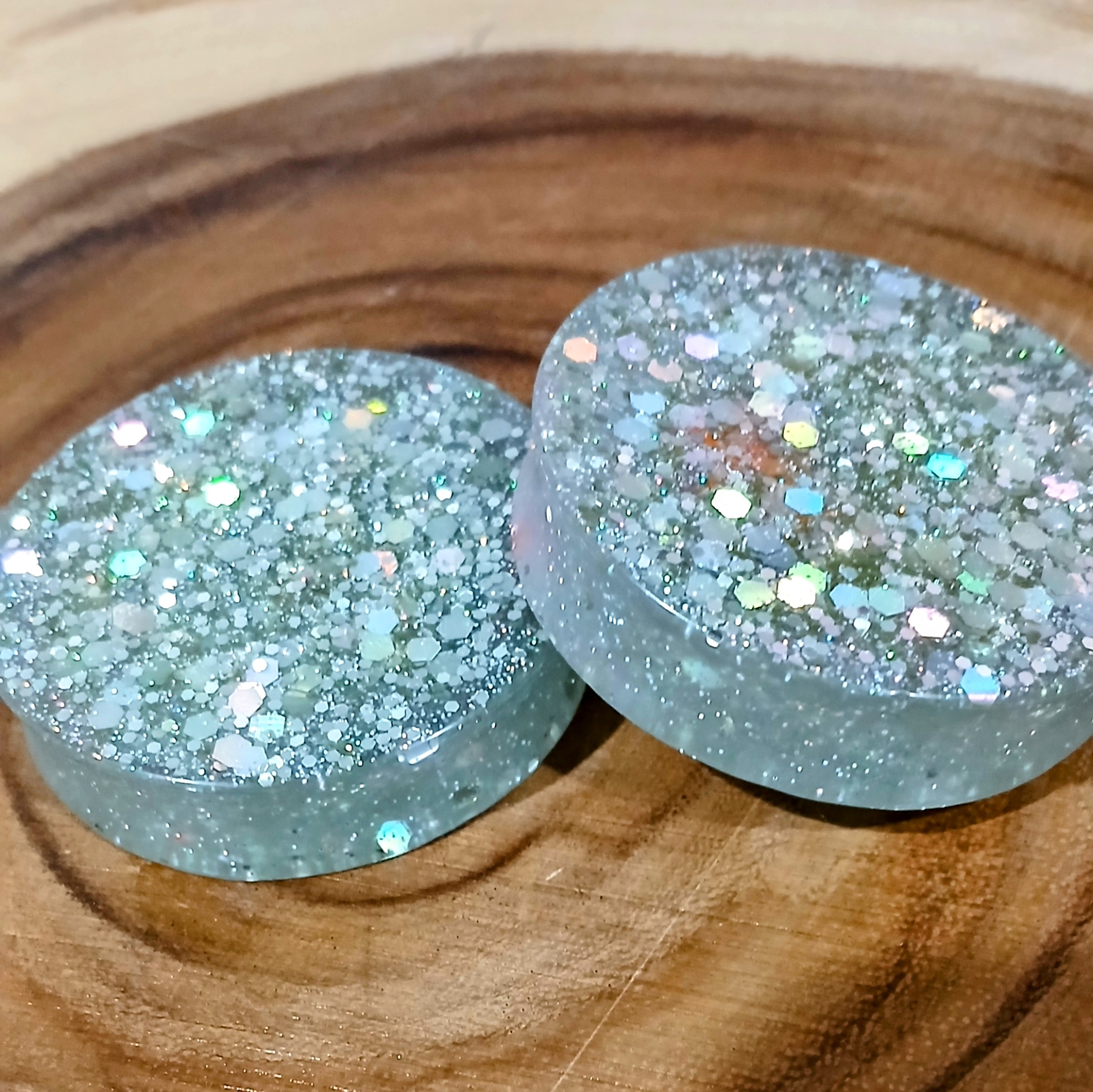 2 inch | 50.8mm Ear Plugs/Tunnels | Body Jewelry | Holographic Silver Glitter | Ear Stretching