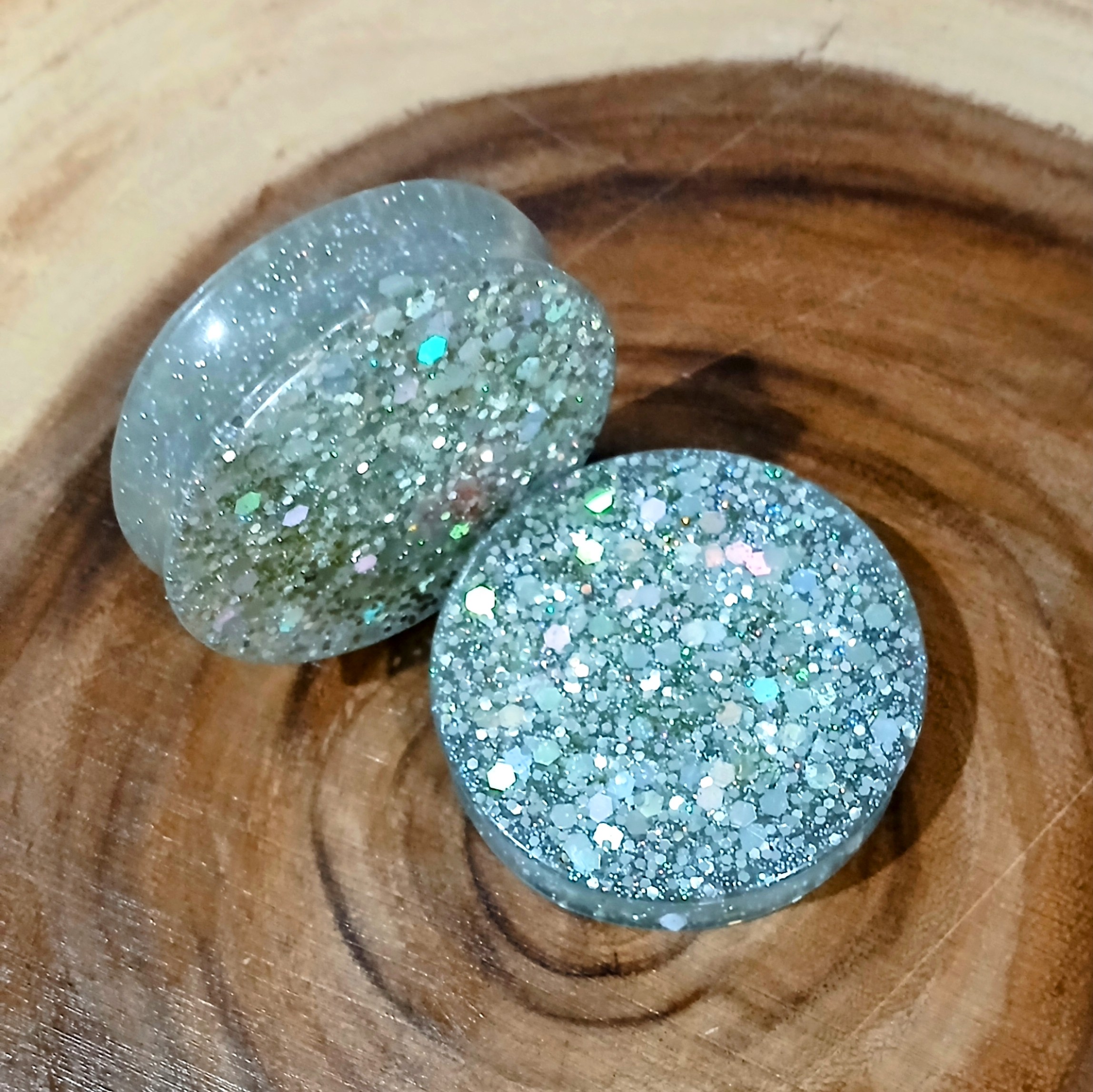 2 inch | 50.8mm Ear Plugs/Tunnels | Body Jewelry | Holographic Silver Glitter | Ear Stretching