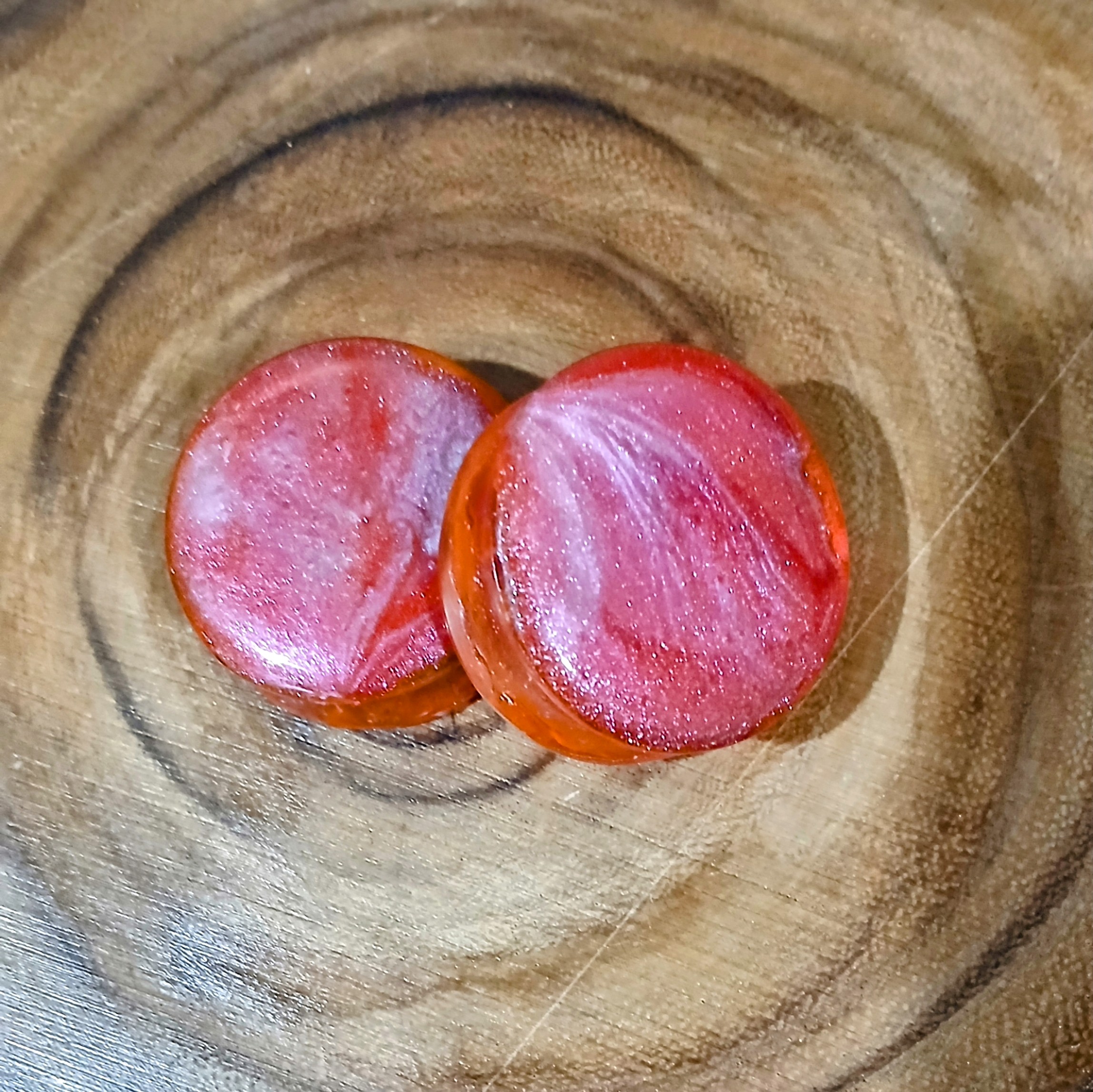 1-1/4 inch | 32mm | Ear Plugs/Tunnels | Body Jewelry | Red Shimmer & Metallic Silver | Ear Stretching