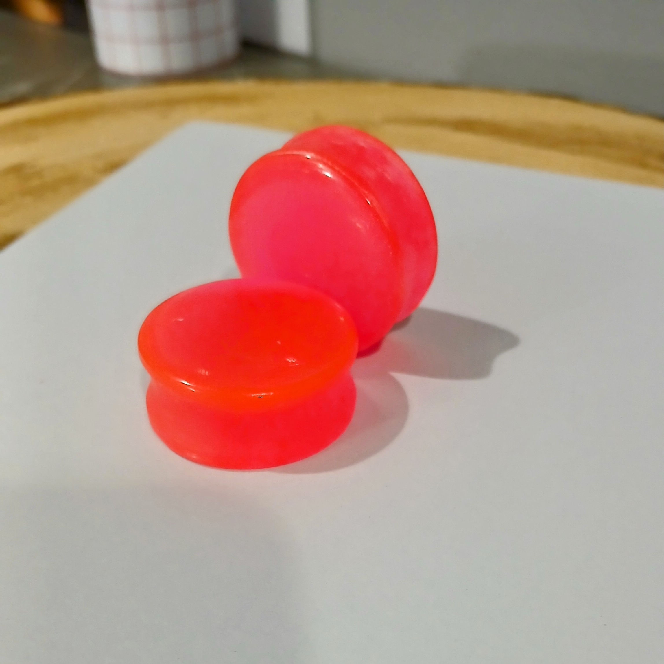 1-1/4 inch | 32mm | Ear Plugs/Tunnels | Body Jewelry | Bright Pink Glow in the Dark | Ear Stretching