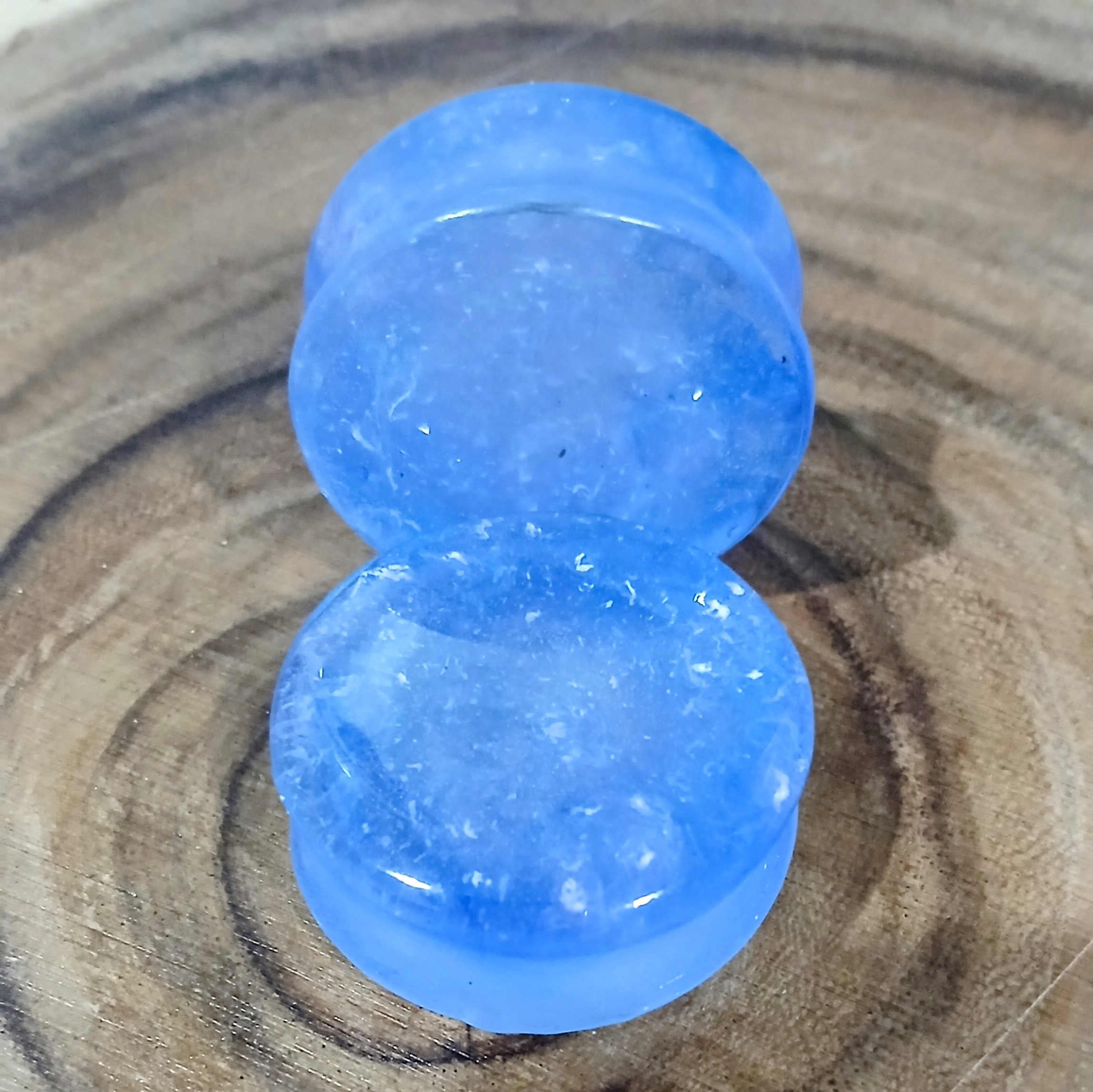 1-1/4 inch | 32mm | Ear Plugs/Tunnels | Body Jewelry | Translucent Blue with White Speckles | Ear Stretching