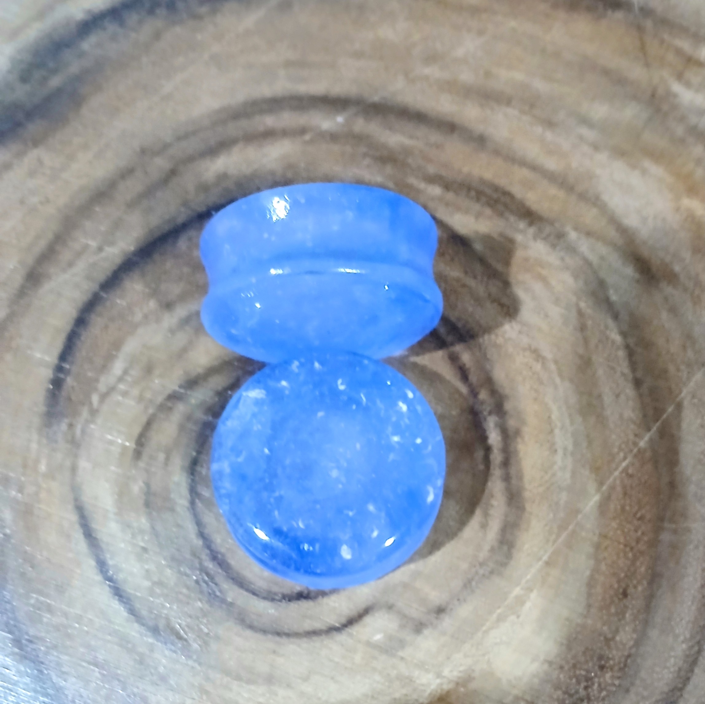 1-1/4 inch | 32mm | Ear Plugs/Tunnels | Body Jewelry | Translucent Blue with White Speckles | Ear Stretching