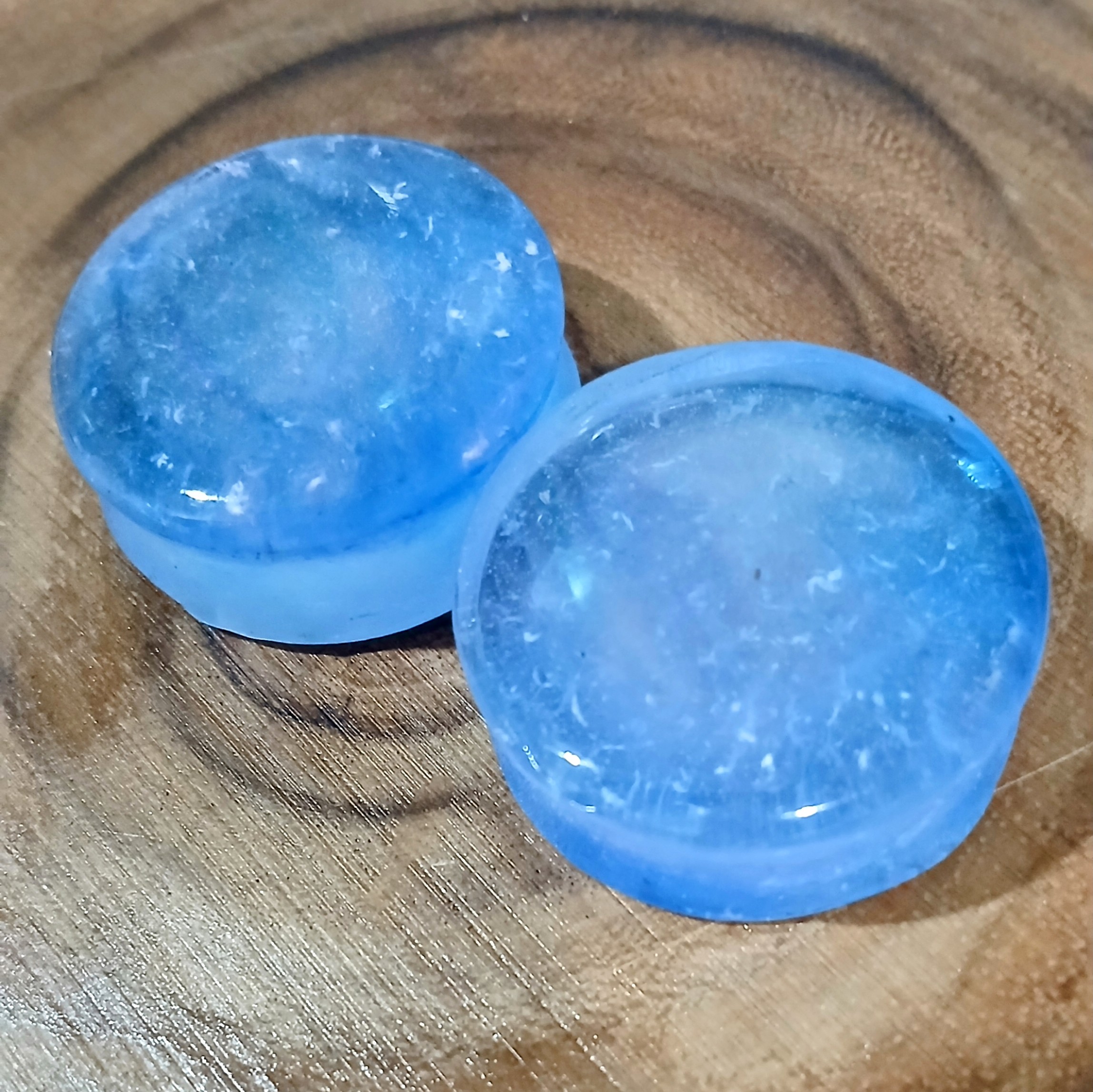 1-1/4 inch | 32mm | Ear Plugs/Tunnels | Body Jewelry | Translucent Blue with White Speckles | Ear Stretching