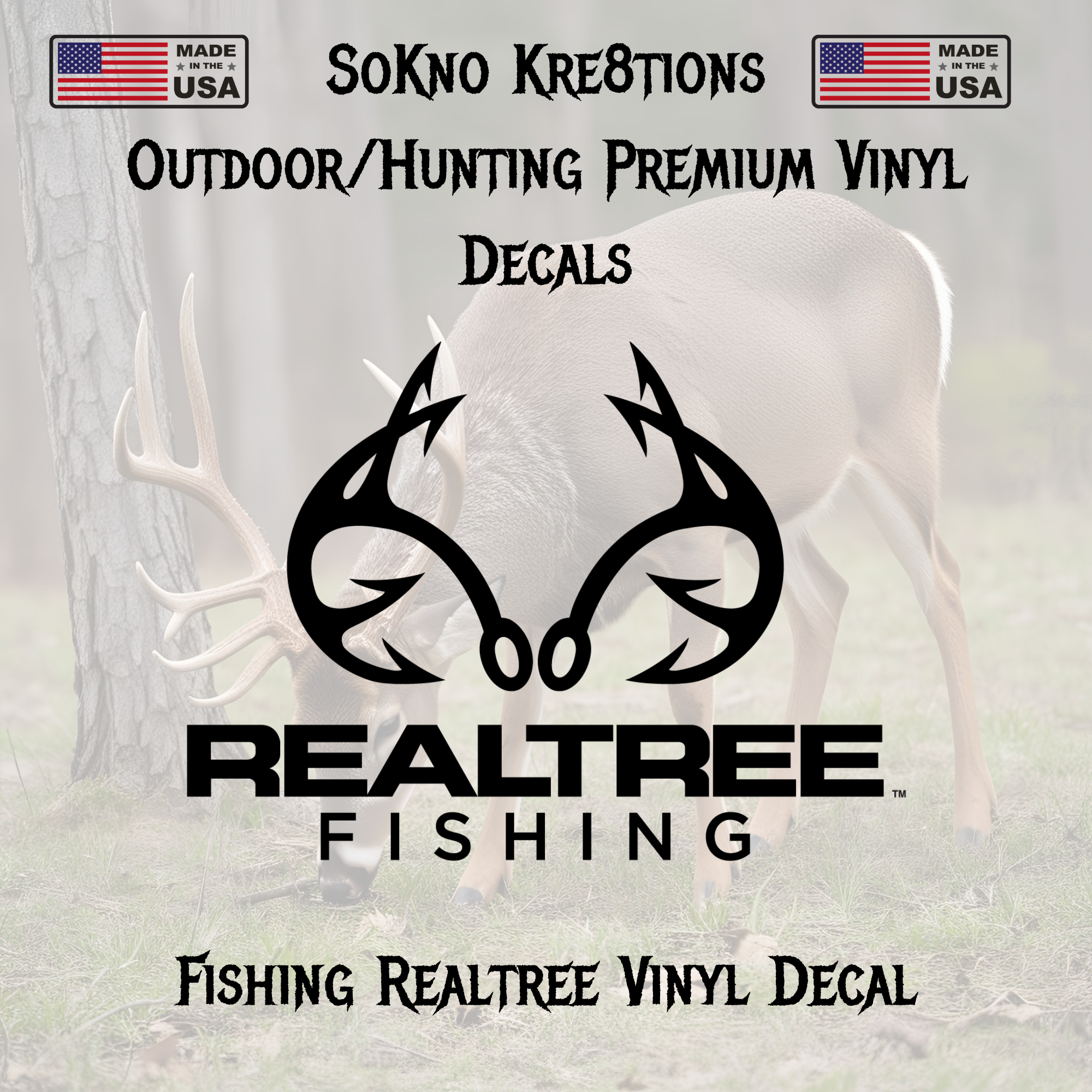 Realtree Fishing Logo Vinyl Decal | Hunting | Deer | Antlers | Fish | Fishing Hook 