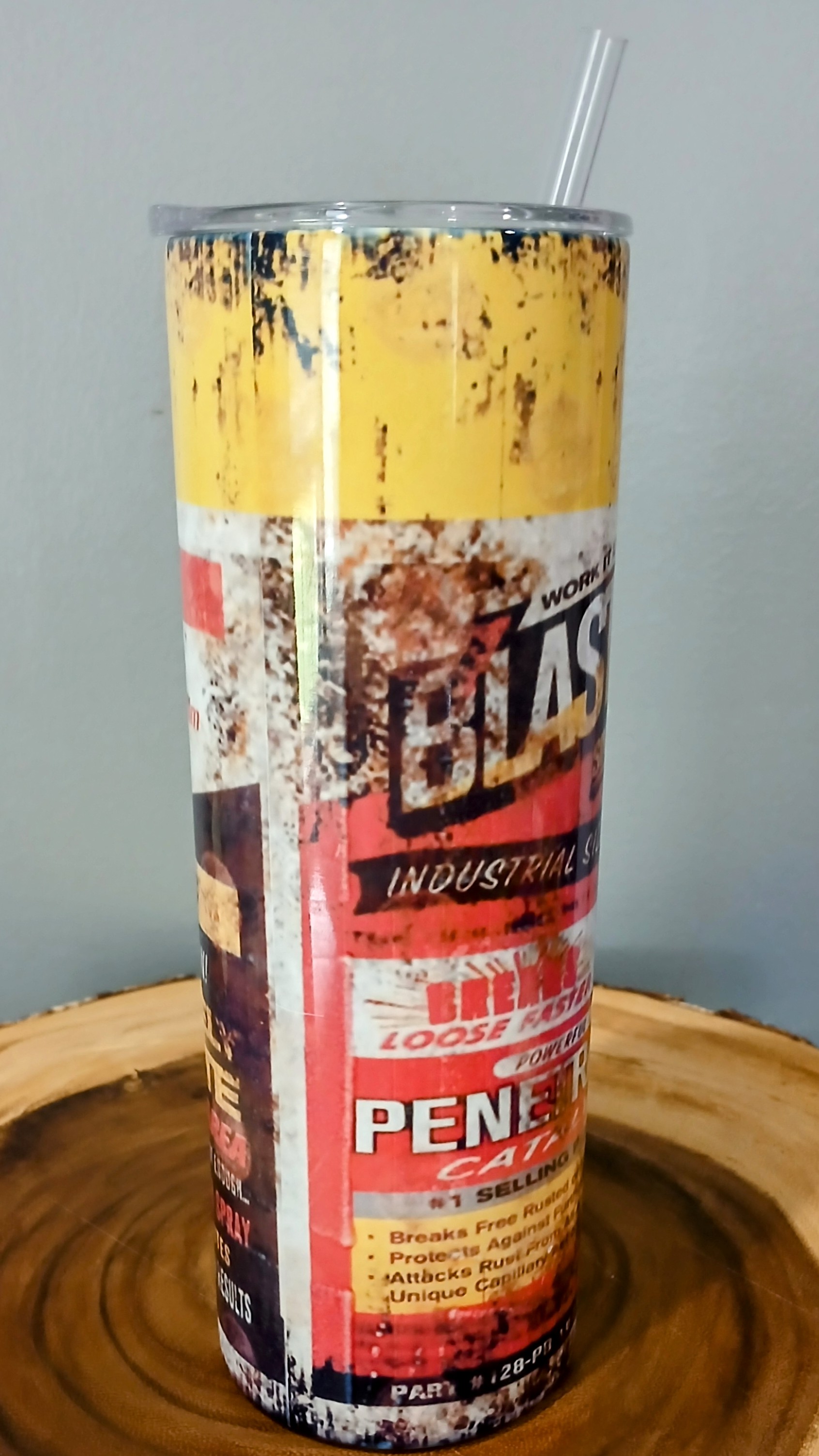 PB Blaster Replica | Sublimated 20 oz Skinny Tumbler with Lid and Straw | Double Walled | Stainless Steel