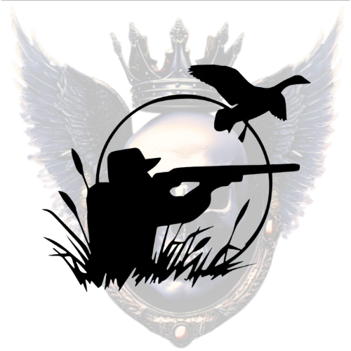 Duck Hunter Silhouette Vinyl Decal – Shotgun, Flying Duck, and Tall Grass Scene