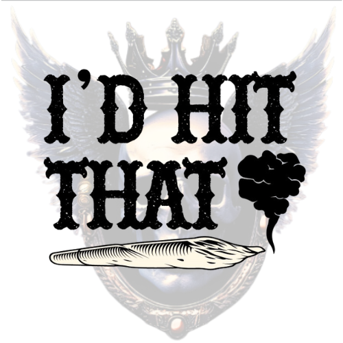 Funny Cannabis Sticker – ‘I’d Hit That’ Vinyl Decal with Joint & Smoke for Car or Window