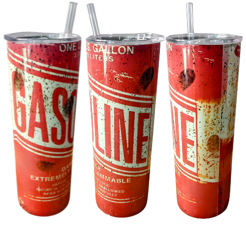 Rustic Gasoline Sublimation 20oz Skinny Stainless Steel Tumbler