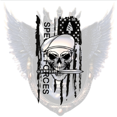 Special Forces Premium Vinyl Decal, Soldier Skull, Tattered Flag
