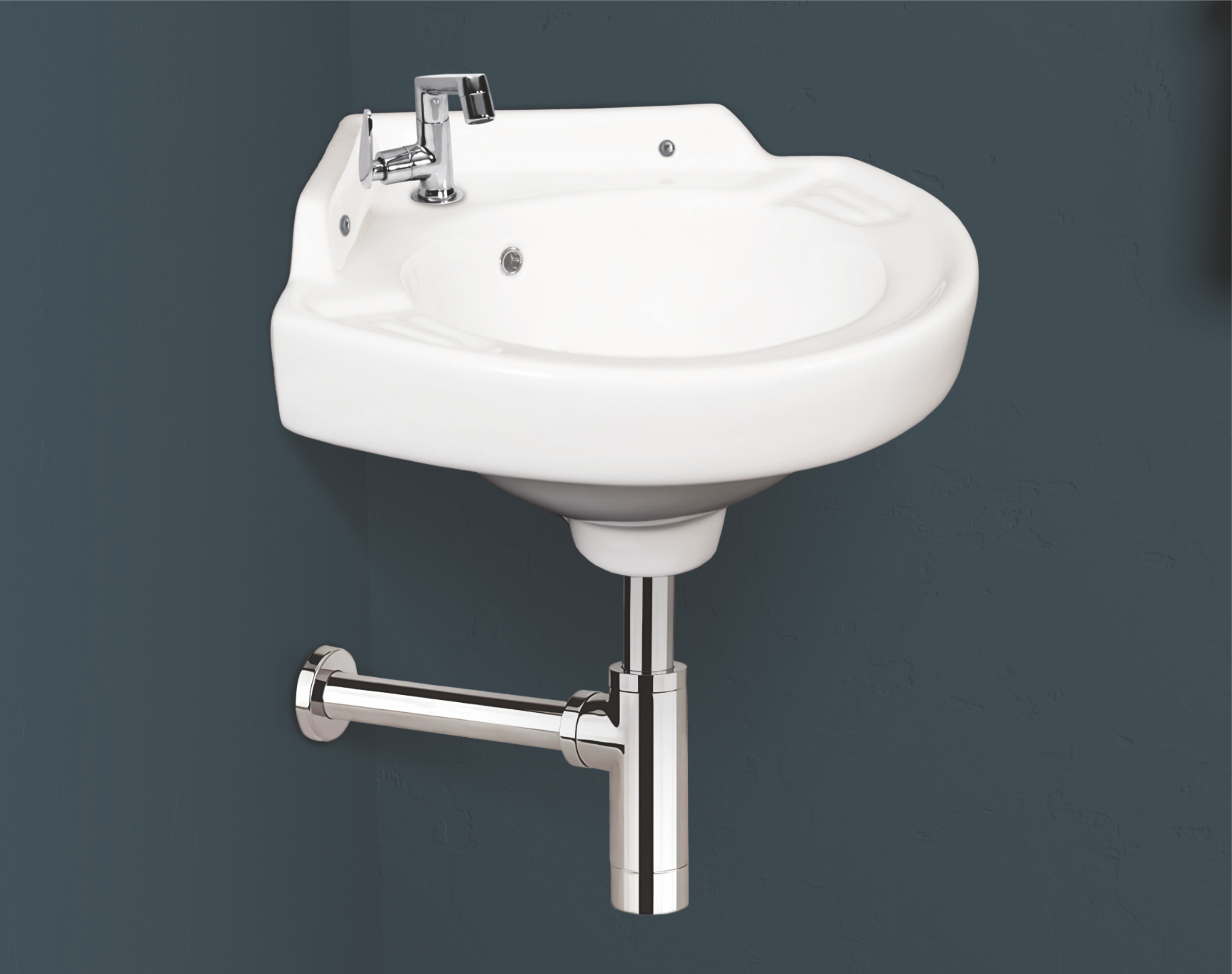 Breva Corner Wash Basin - Contemporary Space-Saving Bathroom Sink - By Endoware