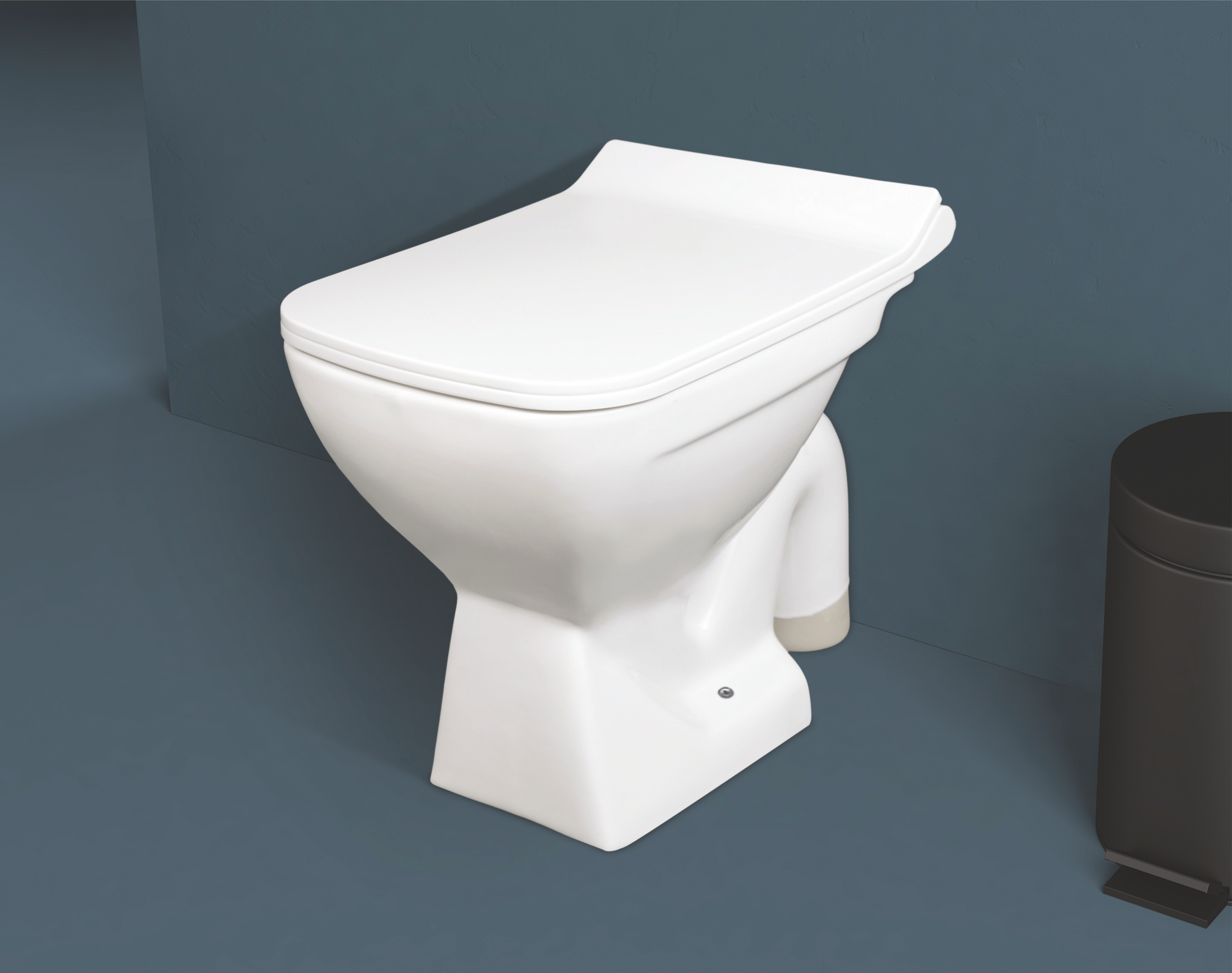 EWC Square Commode - Modern Ceramic Toilet with Sleek Design and Water-Efficient Flushing