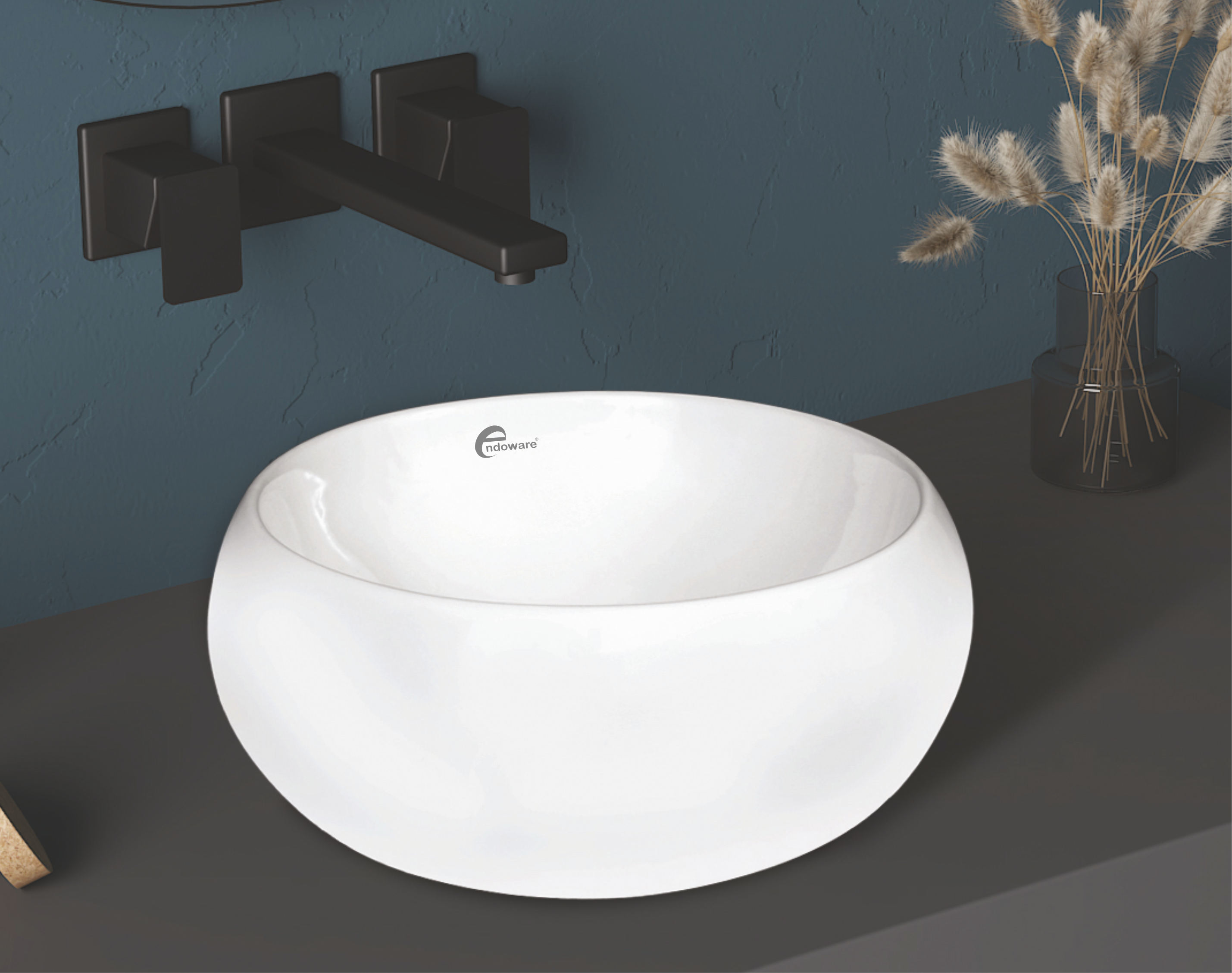Mion Premium Counter Wash Basin - Elegant Ceramic Bathroom Sink - By Endoware
