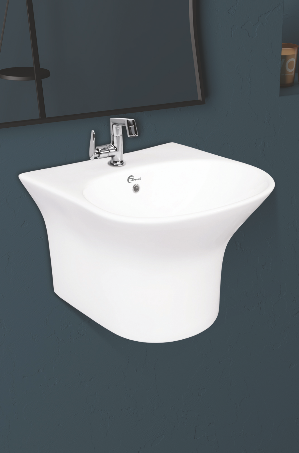 Vitro Half One-Piece Basin - Durable Ceramic Bathroom Sink for Modern Spaces - By Endoware