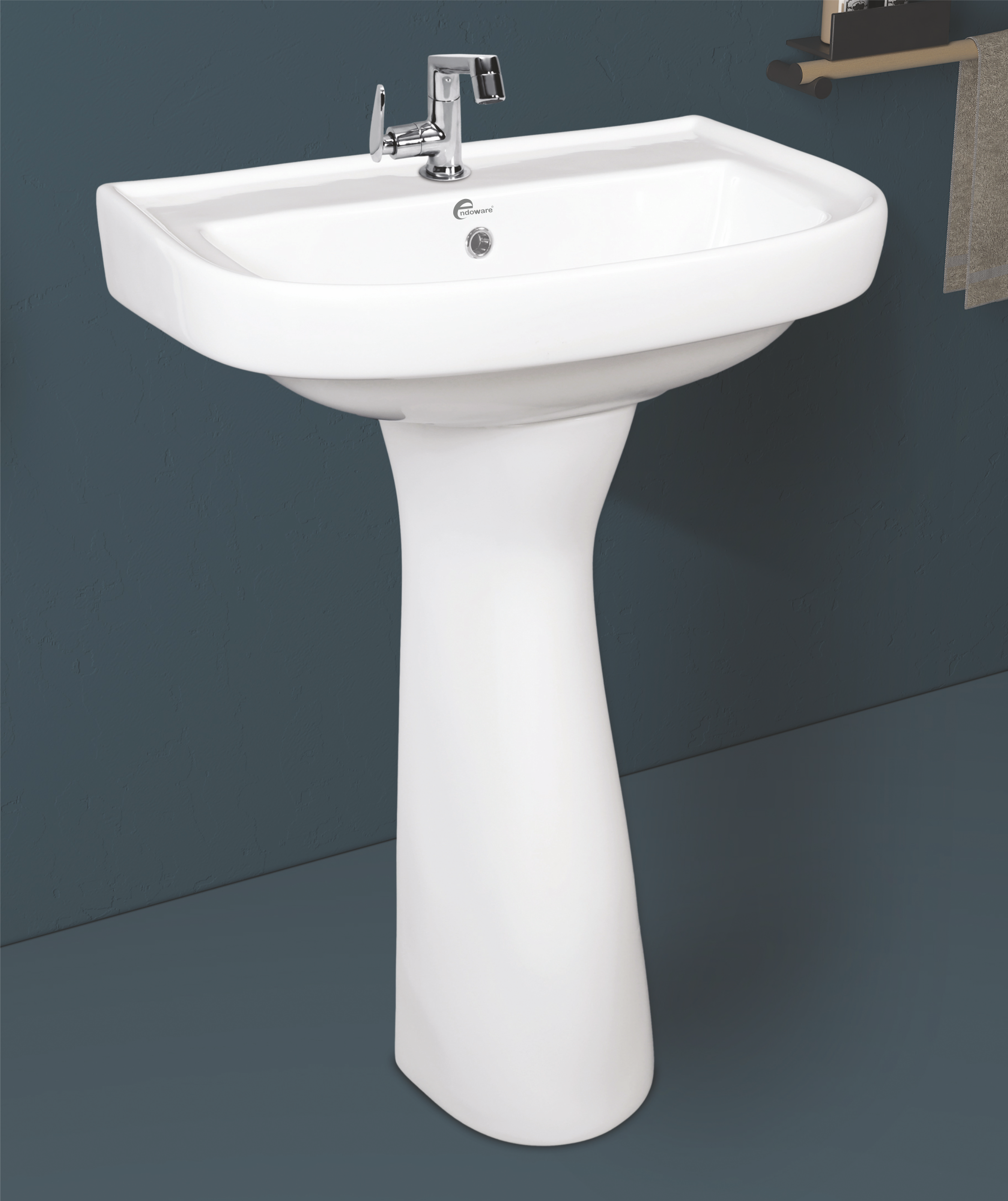 Lexo Wash Basin with Round Pedestal - Stylish Ceramic Bathroom Sink for Modern Spaces - By Endoware sanitary