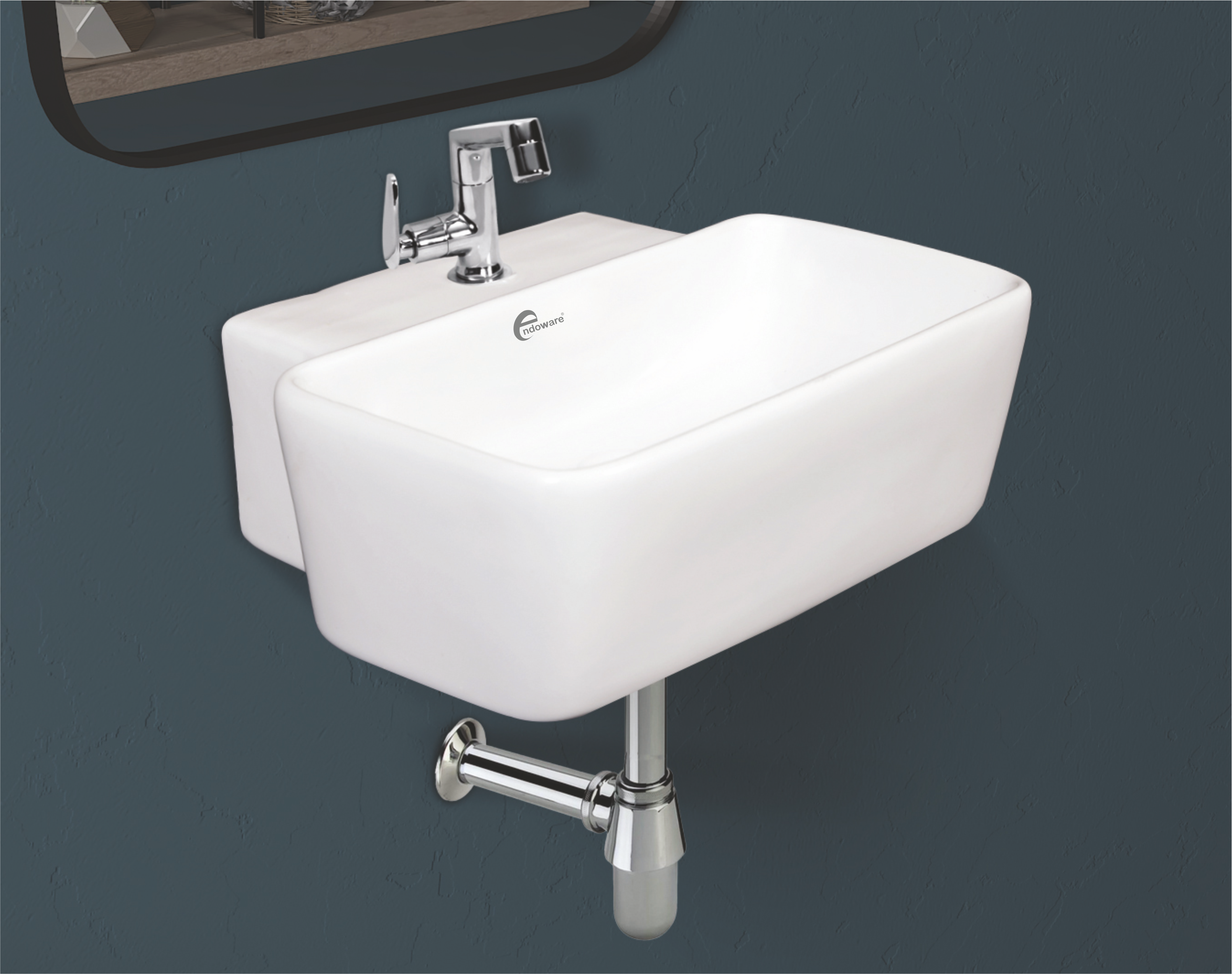 Keo Table Top Wall Hung Basin - Stylish Ceramic Sink for Modern and Space-Saving Bathrooms - By Endoware