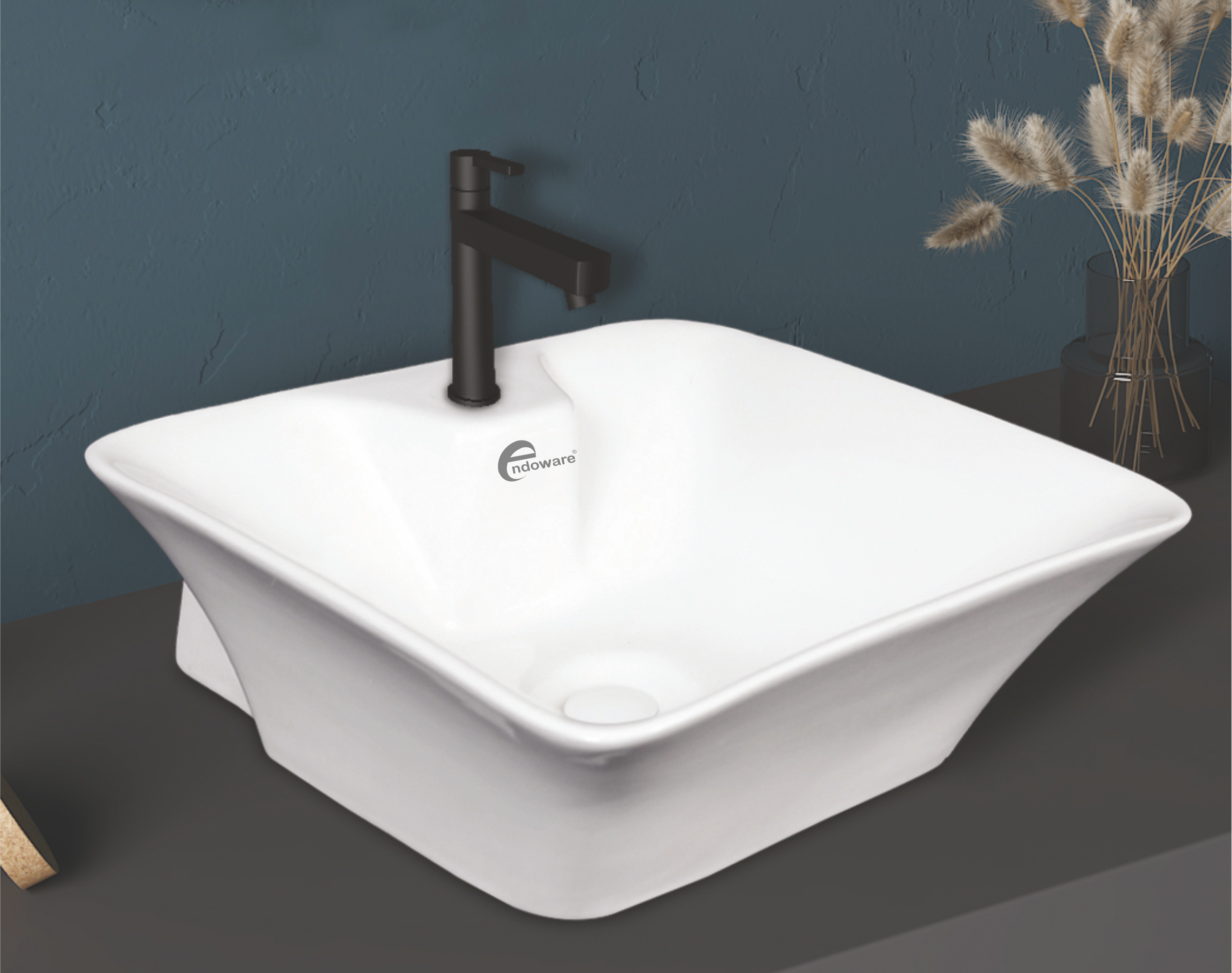 Lotus Table Top Wall Hung Basin - Elegant Ceramic Sink for Modern Bathroom Spaces - By Endoware