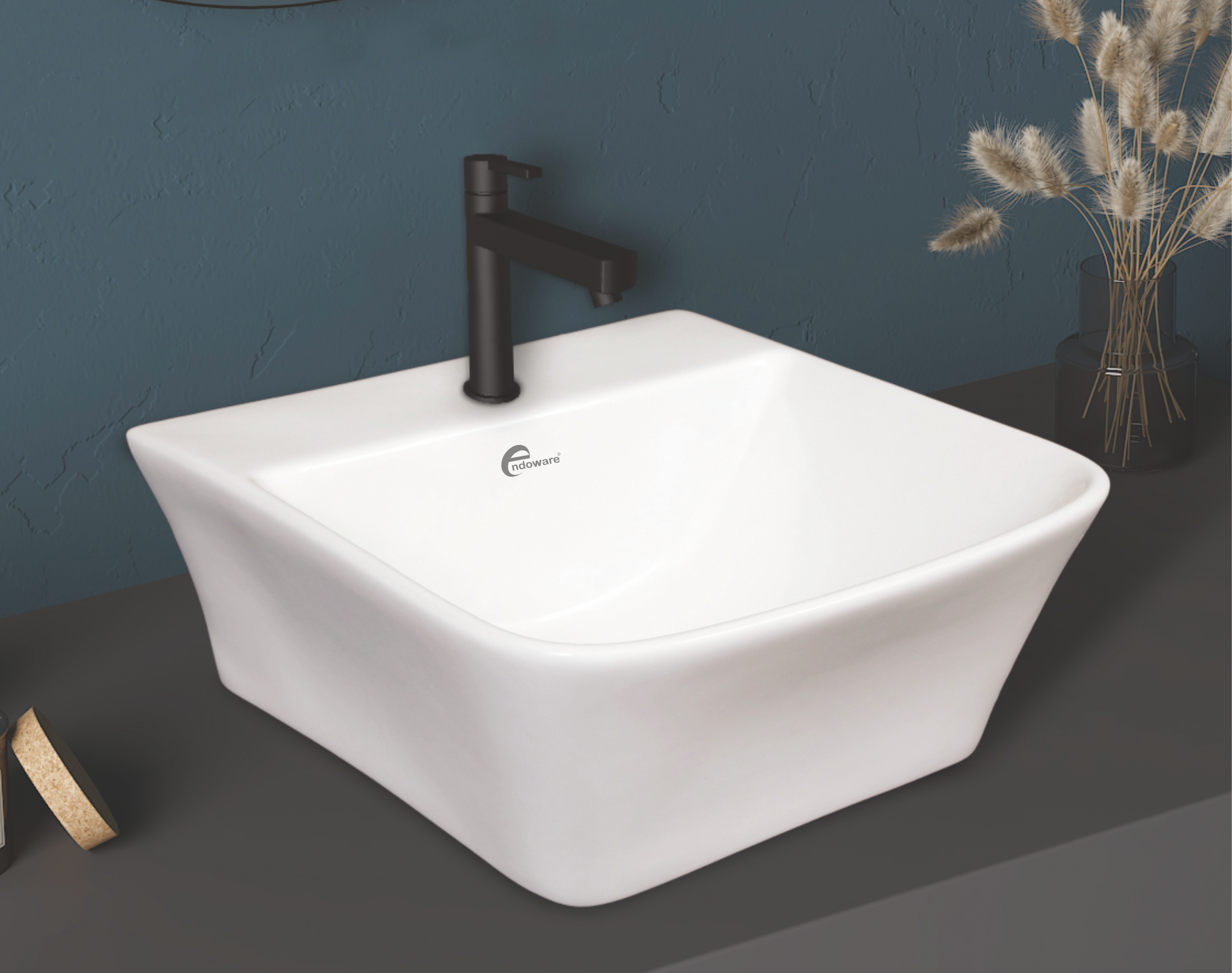 Riva Table Top Wall Hung Basin - Modern Ceramic Sink for Elegant Bathroom Designs -By Endoware