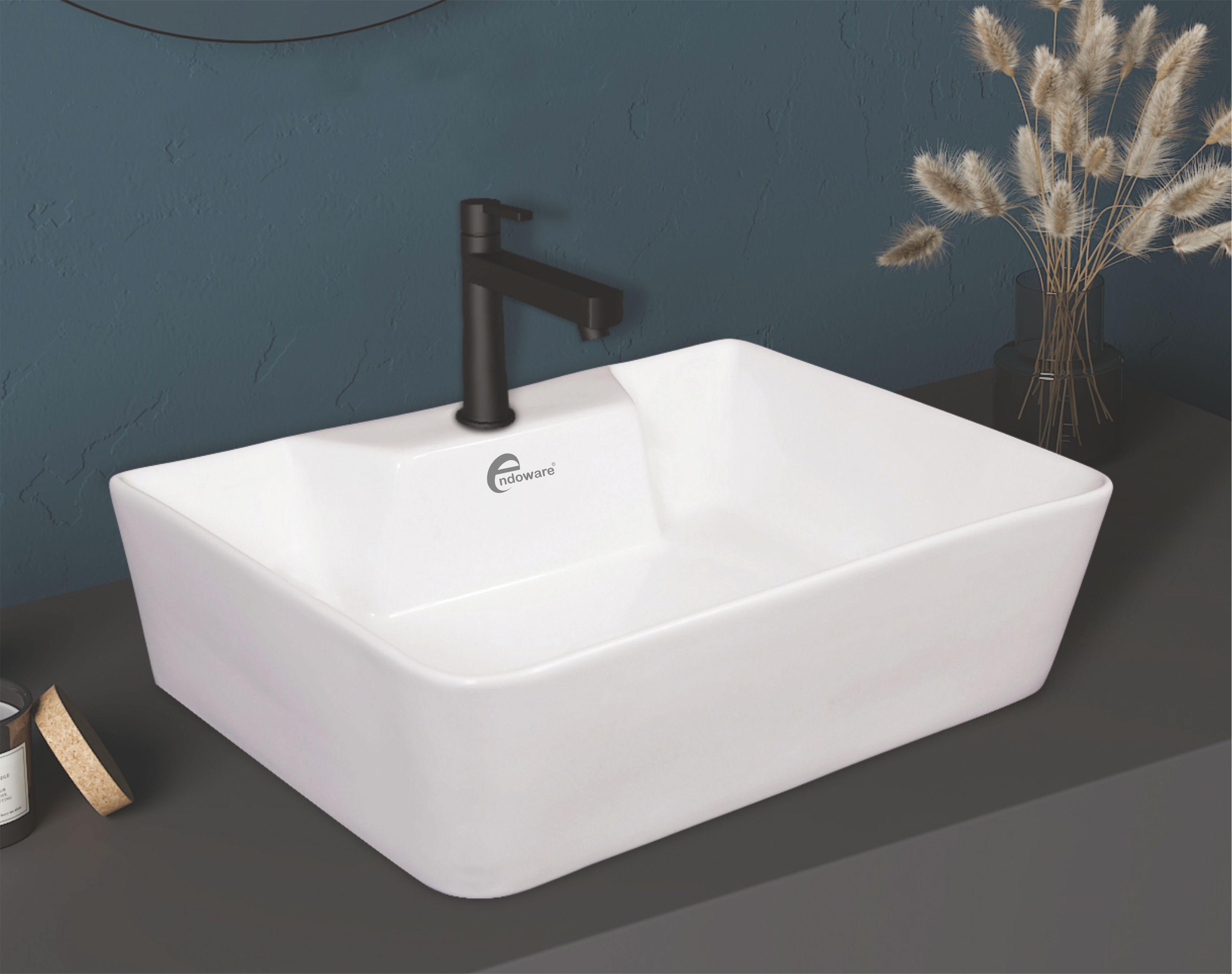 Tulip Table Top Wall Hung Basin - Stylish Ceramic Sink for Modern and Compact Bathrooms - By Endoware